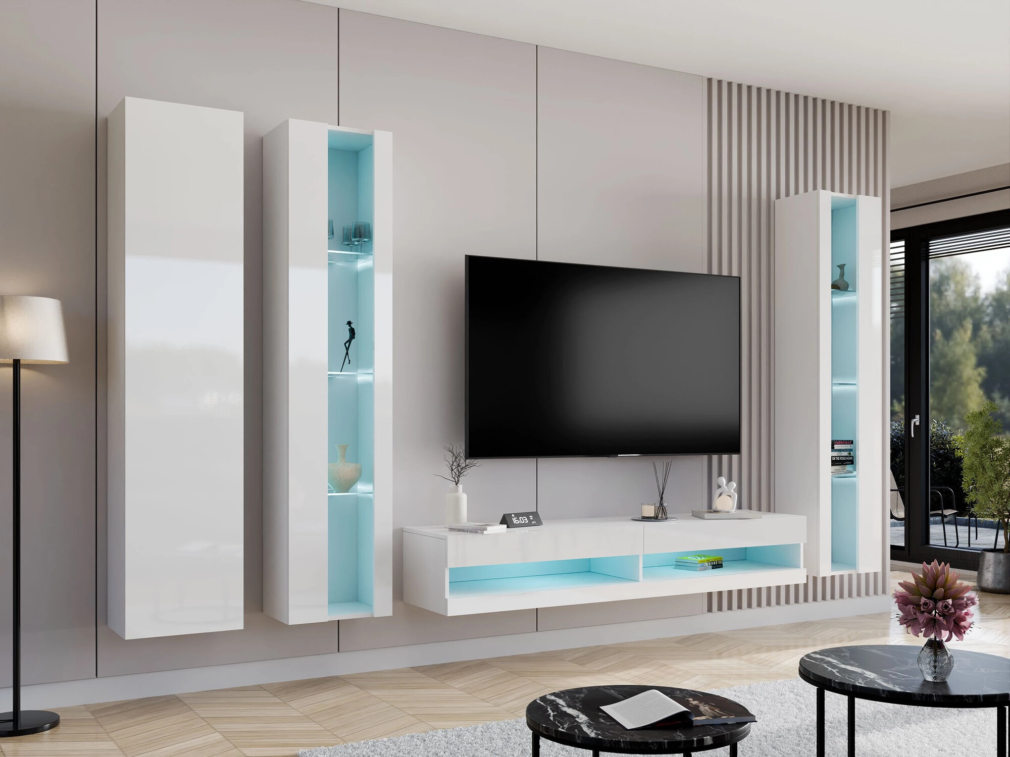 Wandplank Vilrin V (Wit + Glanzend wit)