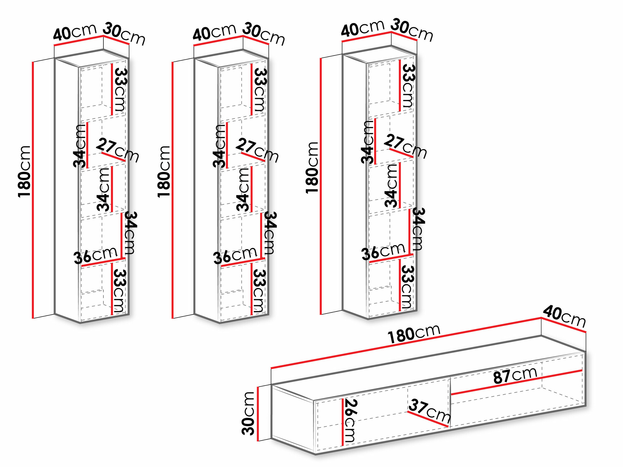 Woonkamerset Venenou 100 (Wit + Glanzend wit)