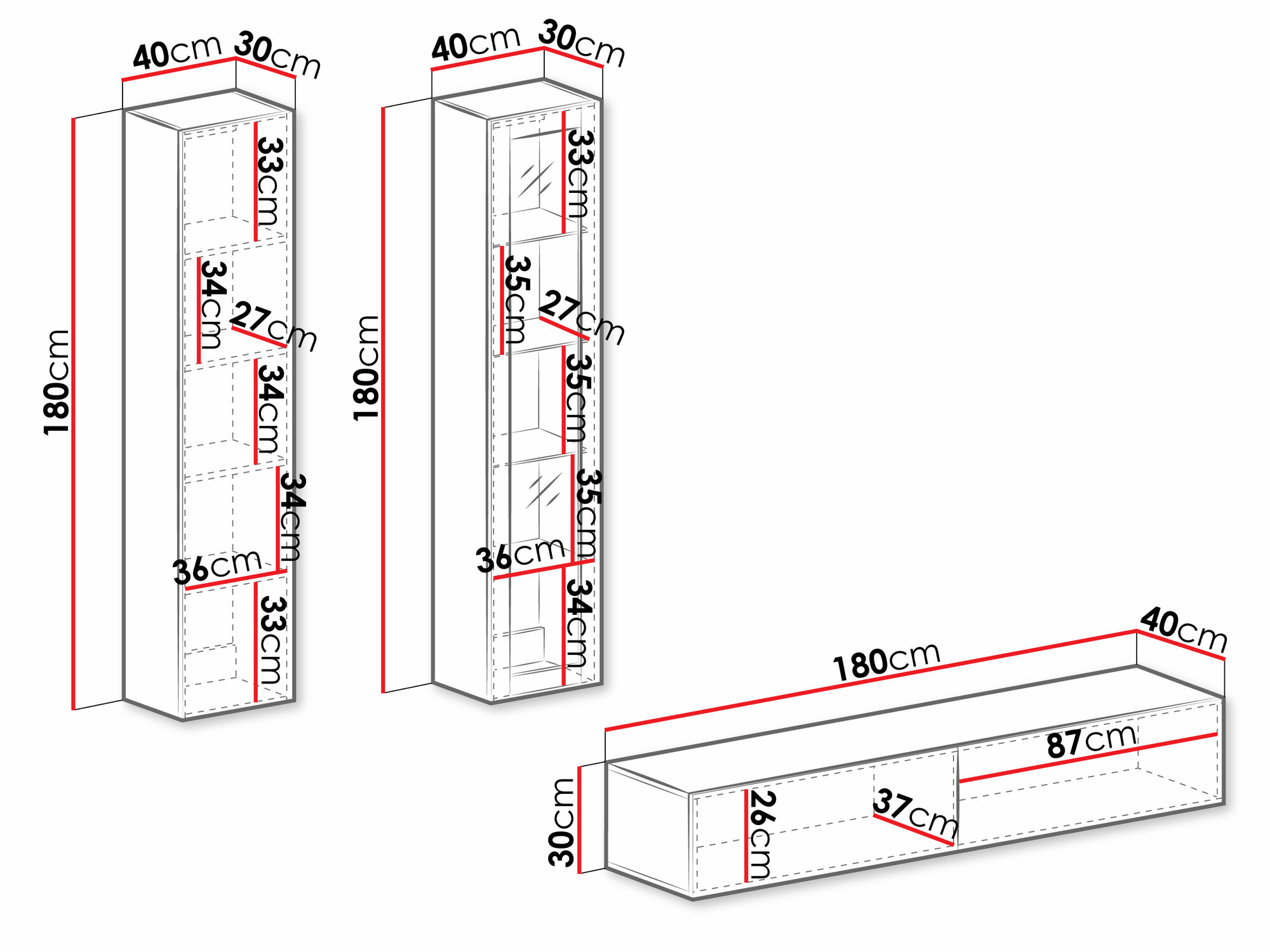 Woonkamerset Venenou 102 (Zwart + Glanzend zwart)