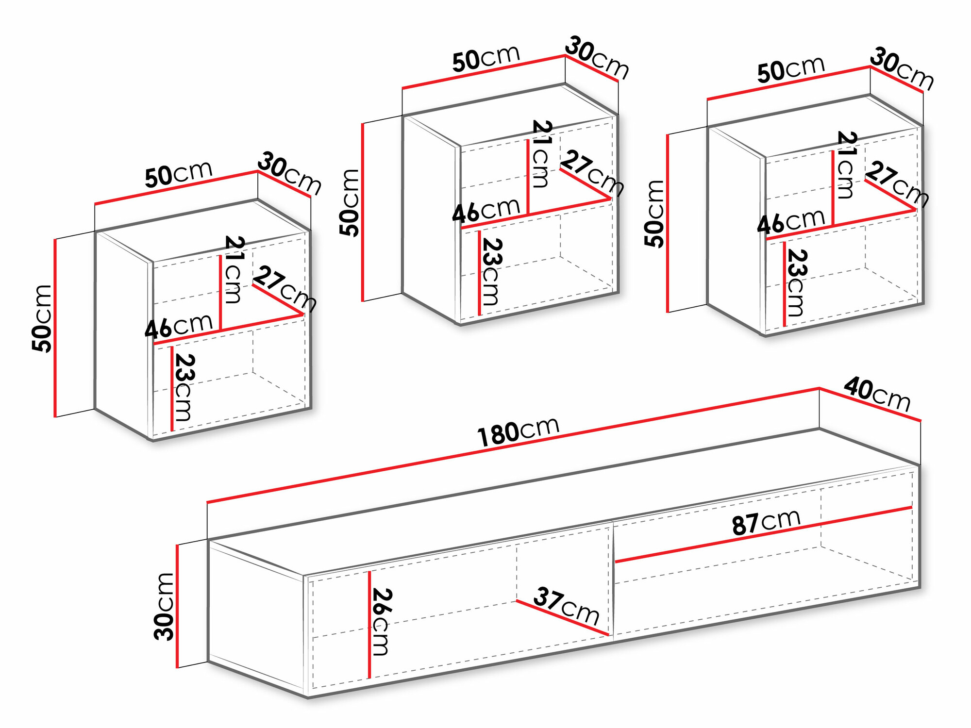 Woonkamerset Venenou 109 (Wit + Glanzend wit)