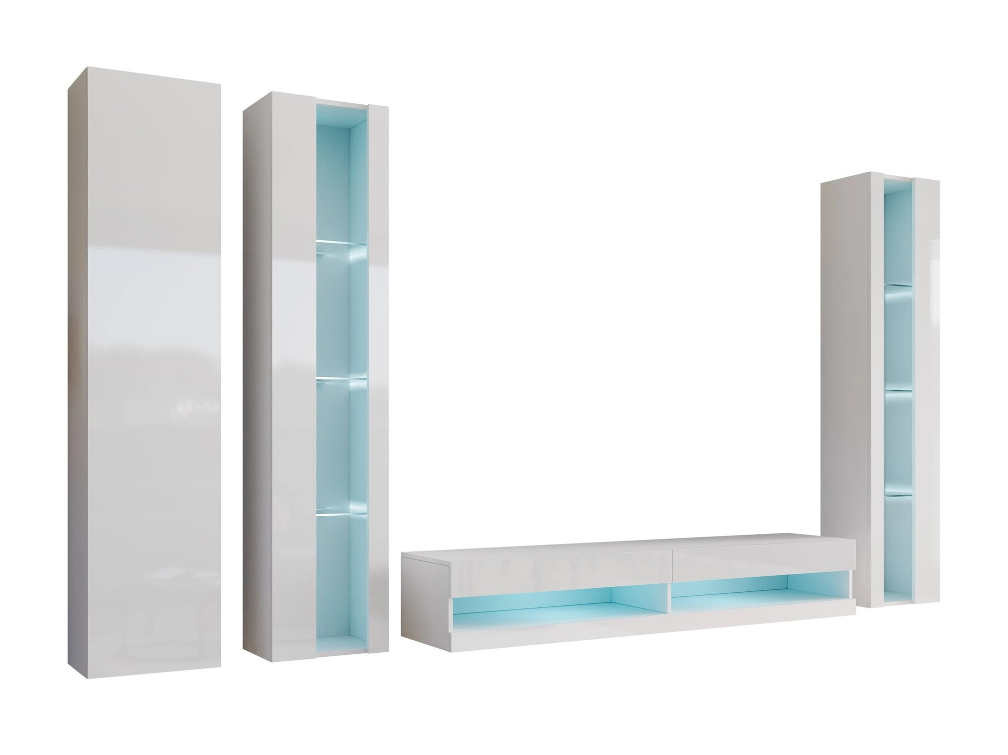 Woonkamerset Venenou 116 (Wit + Glanzend wit)