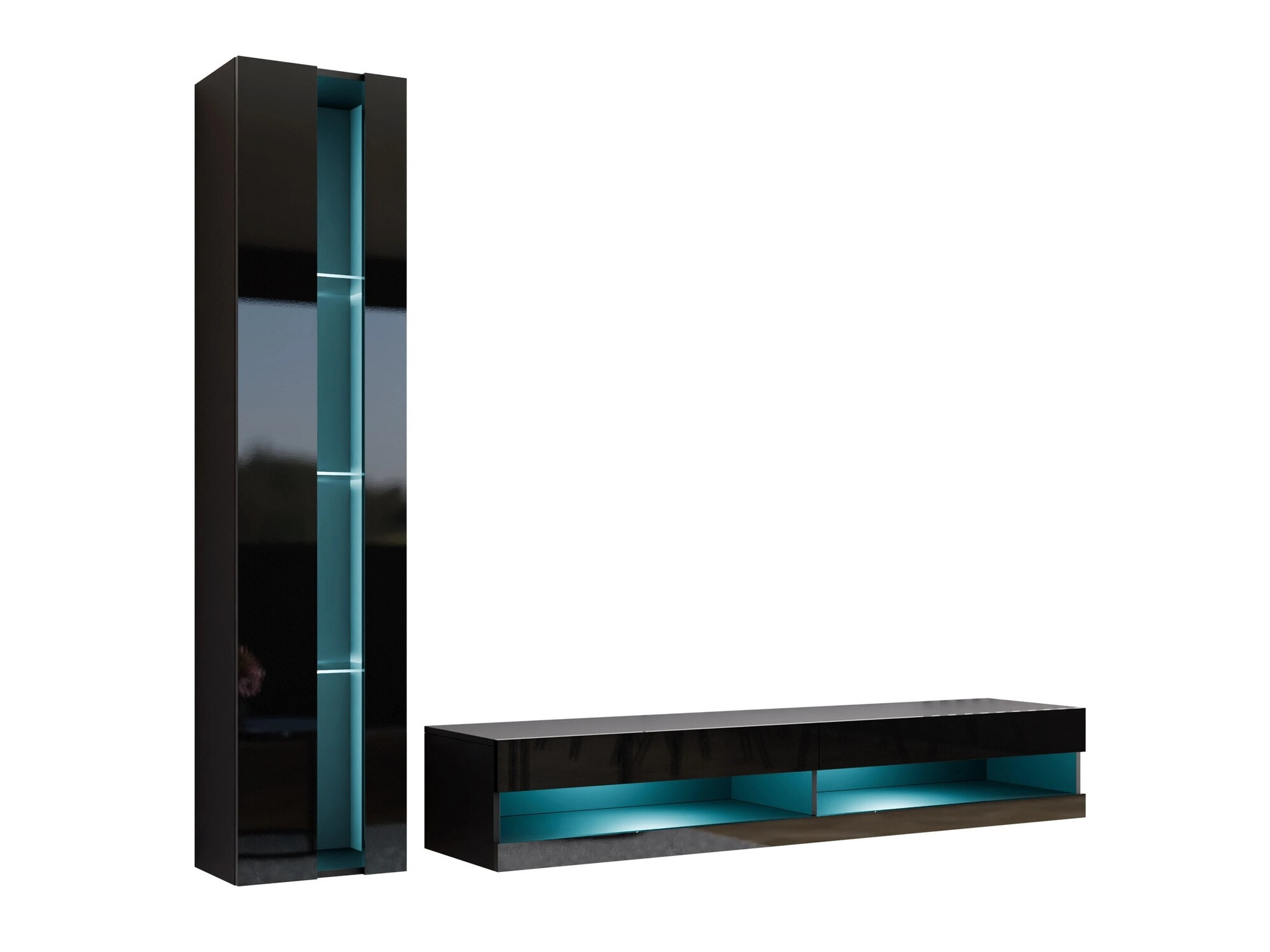 Woonkamerset Venenou 118 (Zwart + Glanzend zwart)