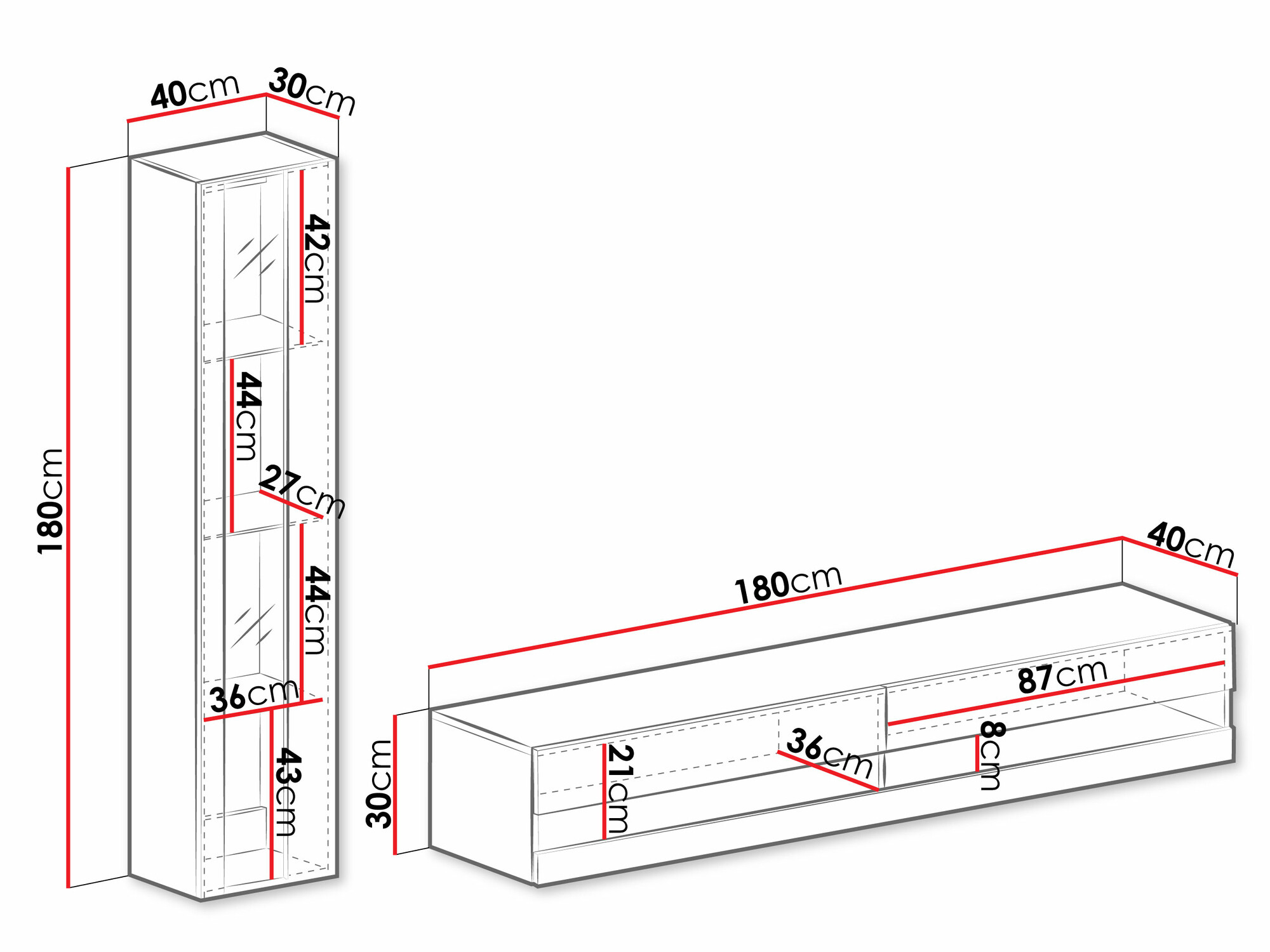 Woonkamerset Venenou 118 (Zwart + Glanzend zwart)