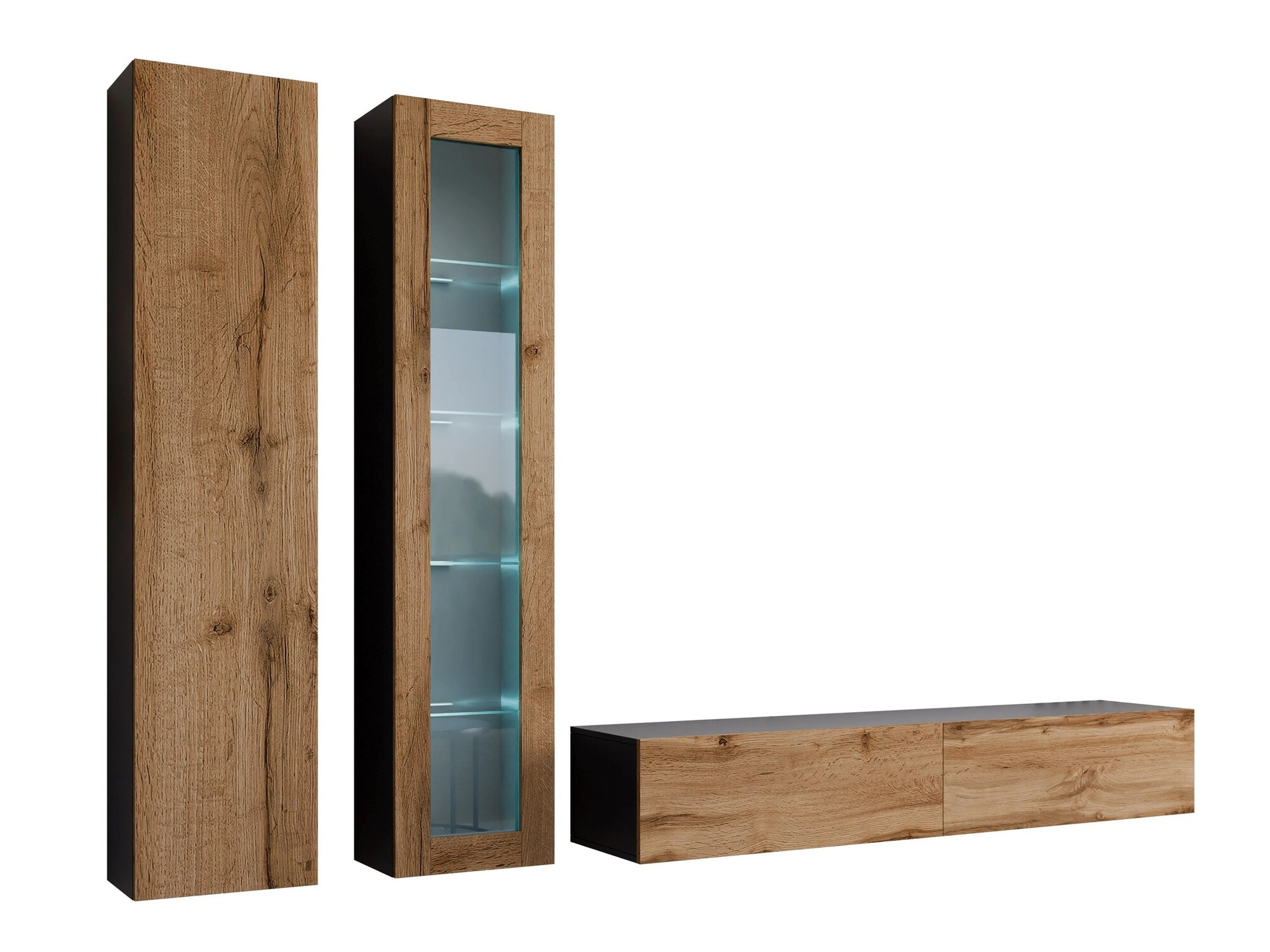 Woonkamerset Vilrin I (Zwart + Wotan eik)