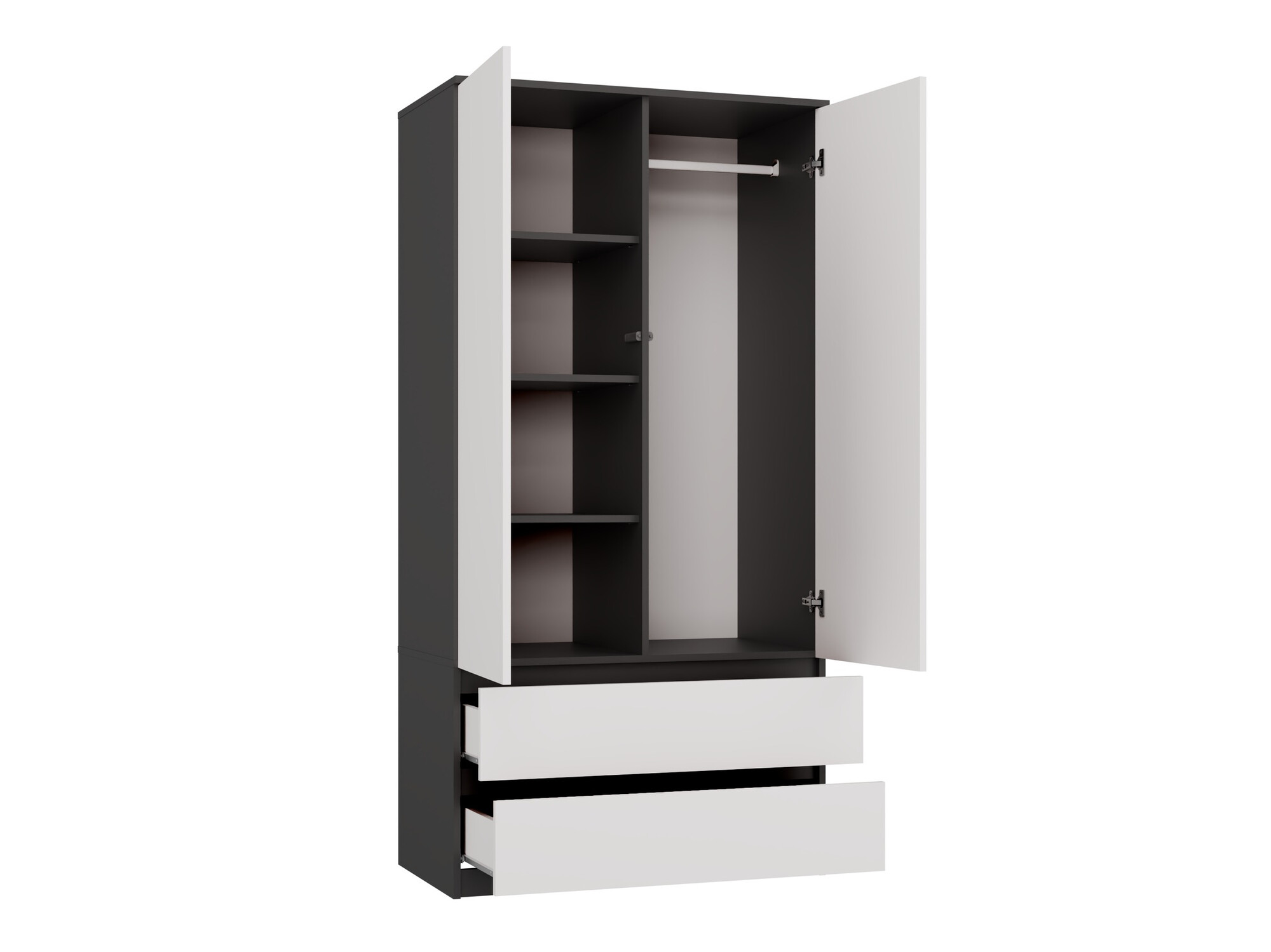 Kledingkast Elbvelu 116 (Wit + Antraciet)