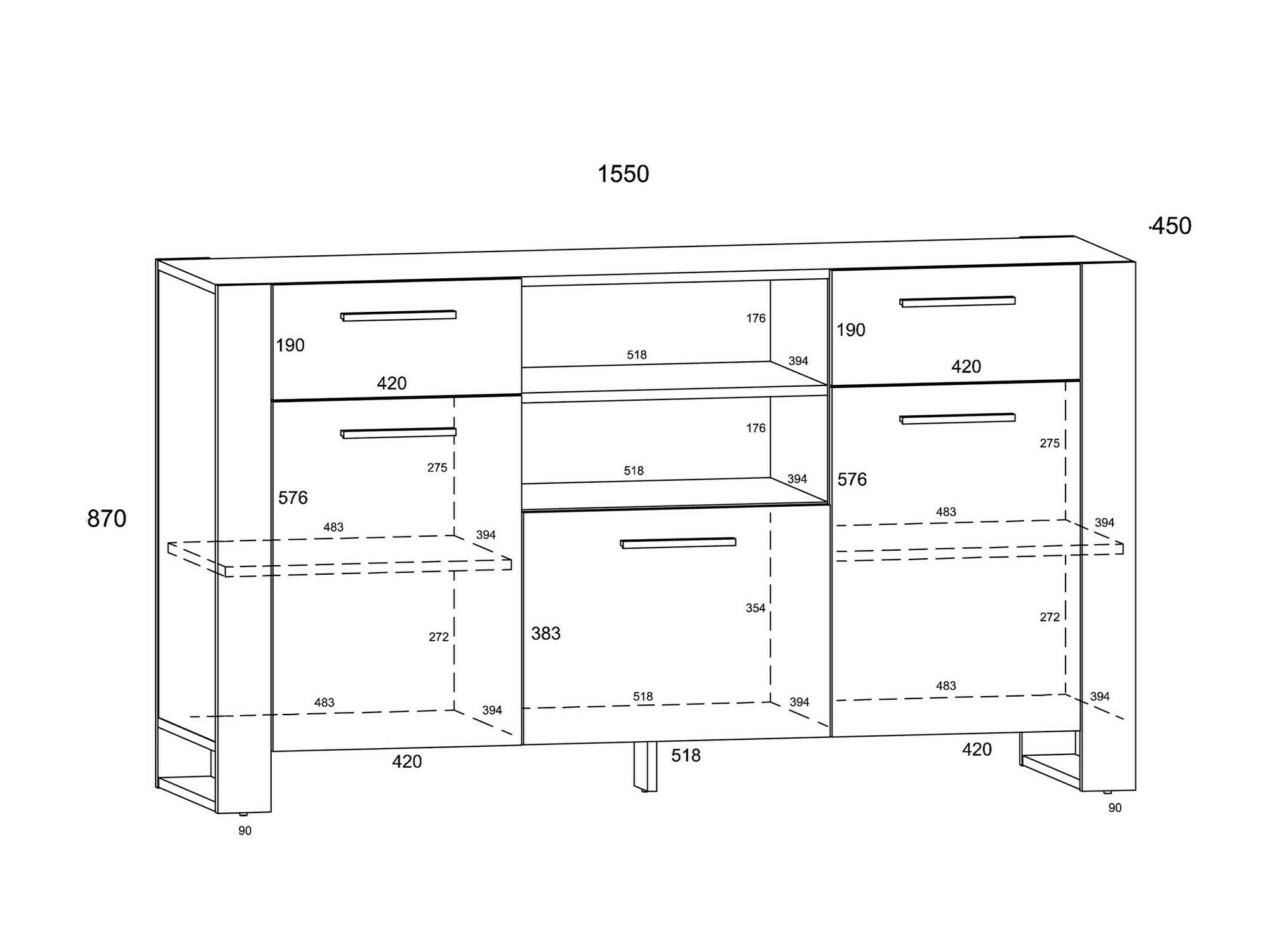 Ladekast Cordoro 115 (Donker hout)