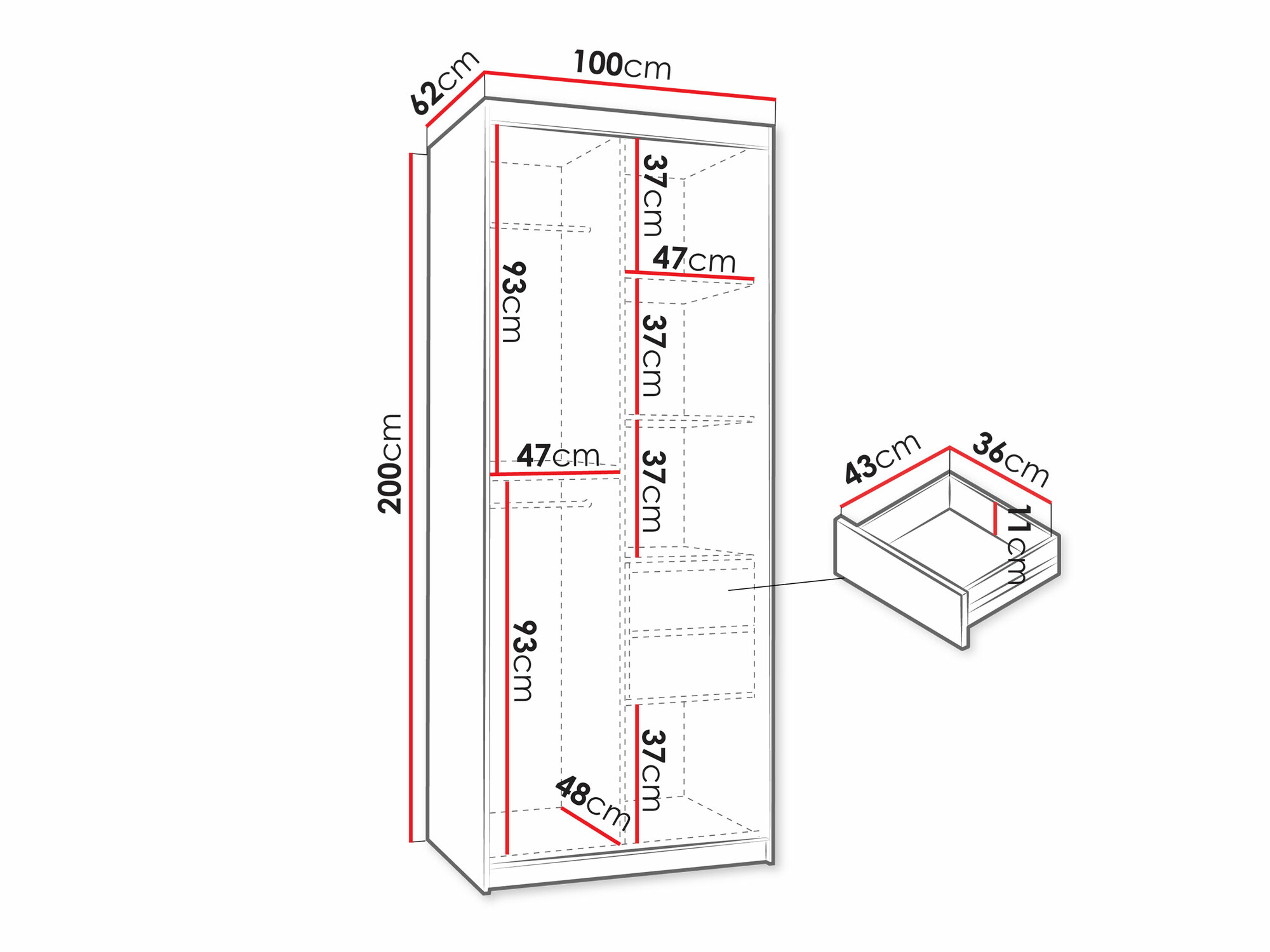 Kledingkast Hartford 498 (Zwart)