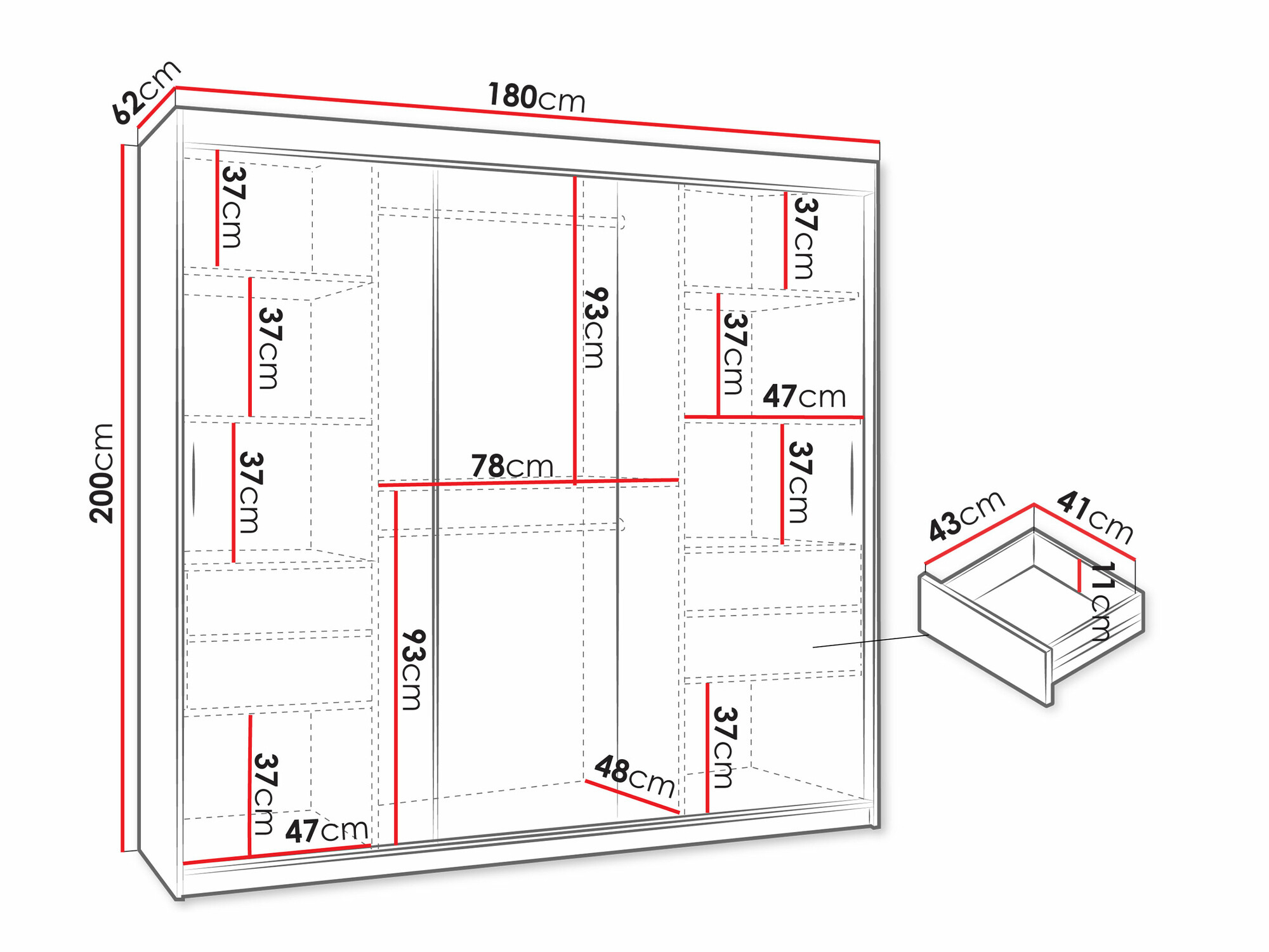 Kledingkast Hartford 506 (Zwart)