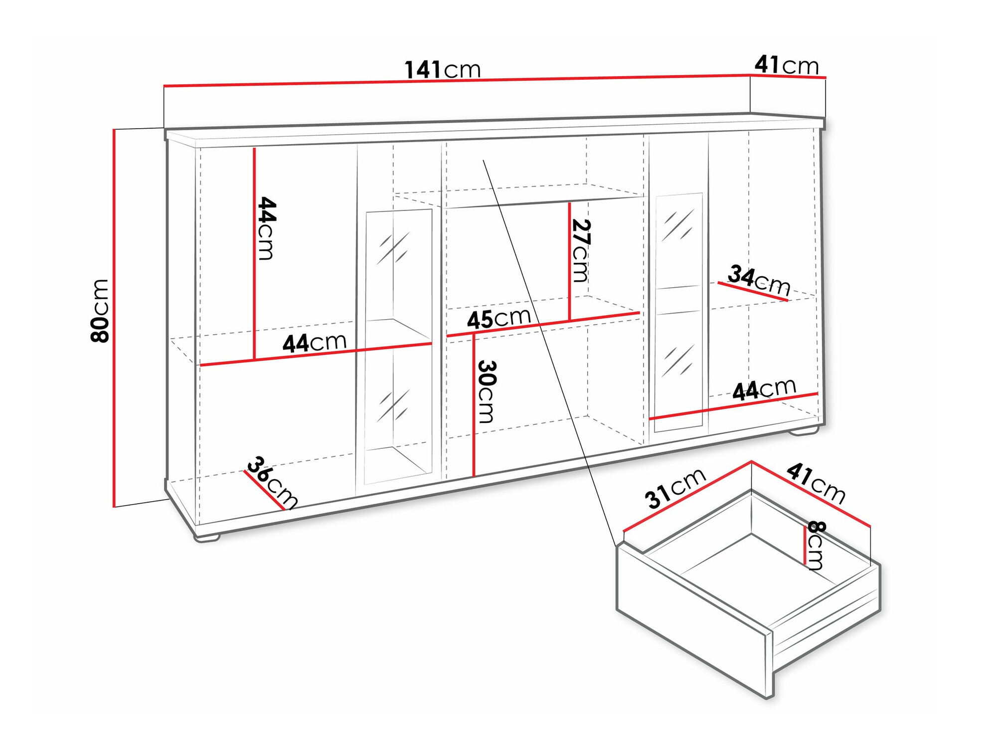 Ladekast Tucson 114 (Artrisan eiken + Wit)