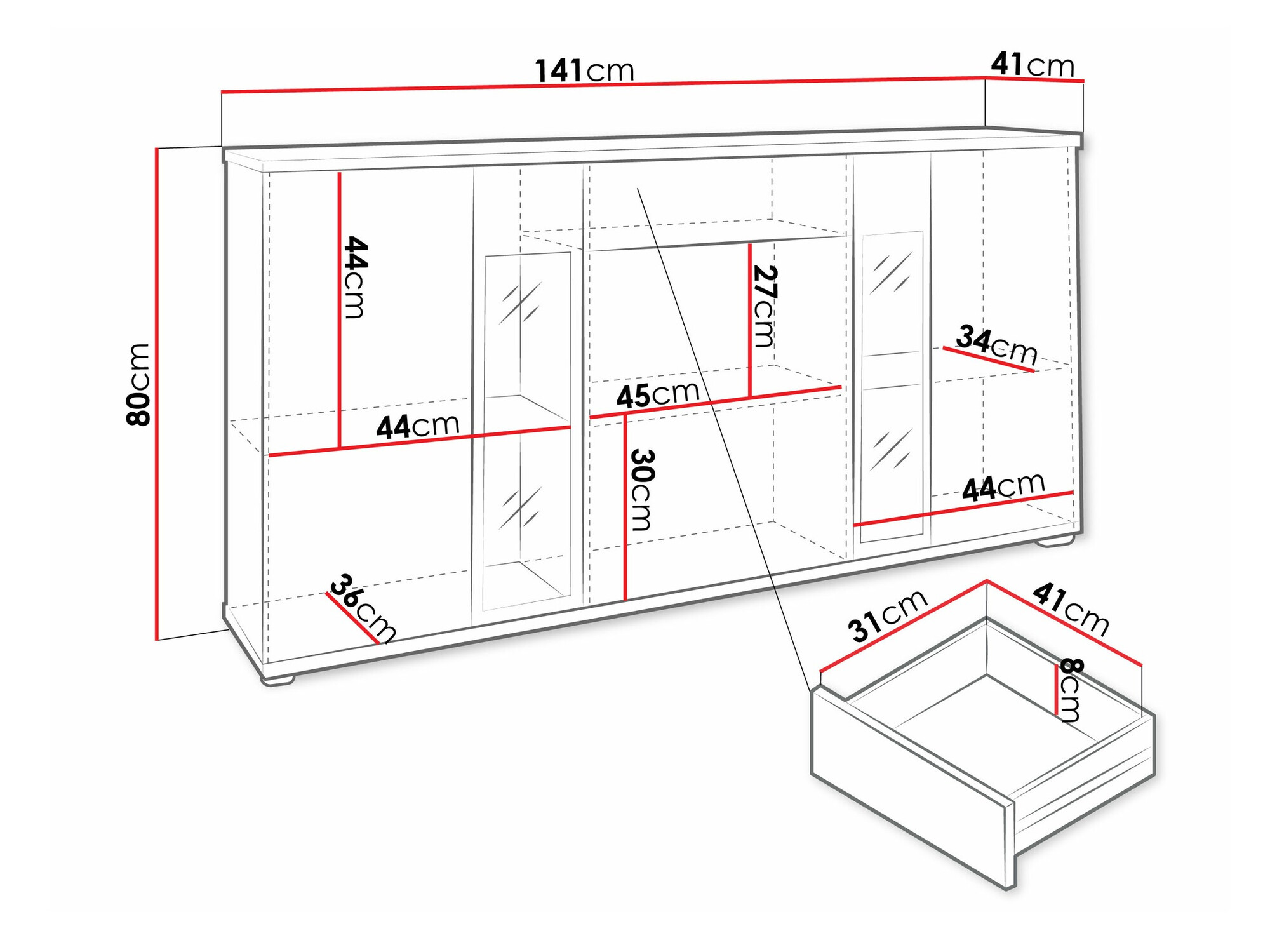 Ladekast Tucson 114 (Notenhout)