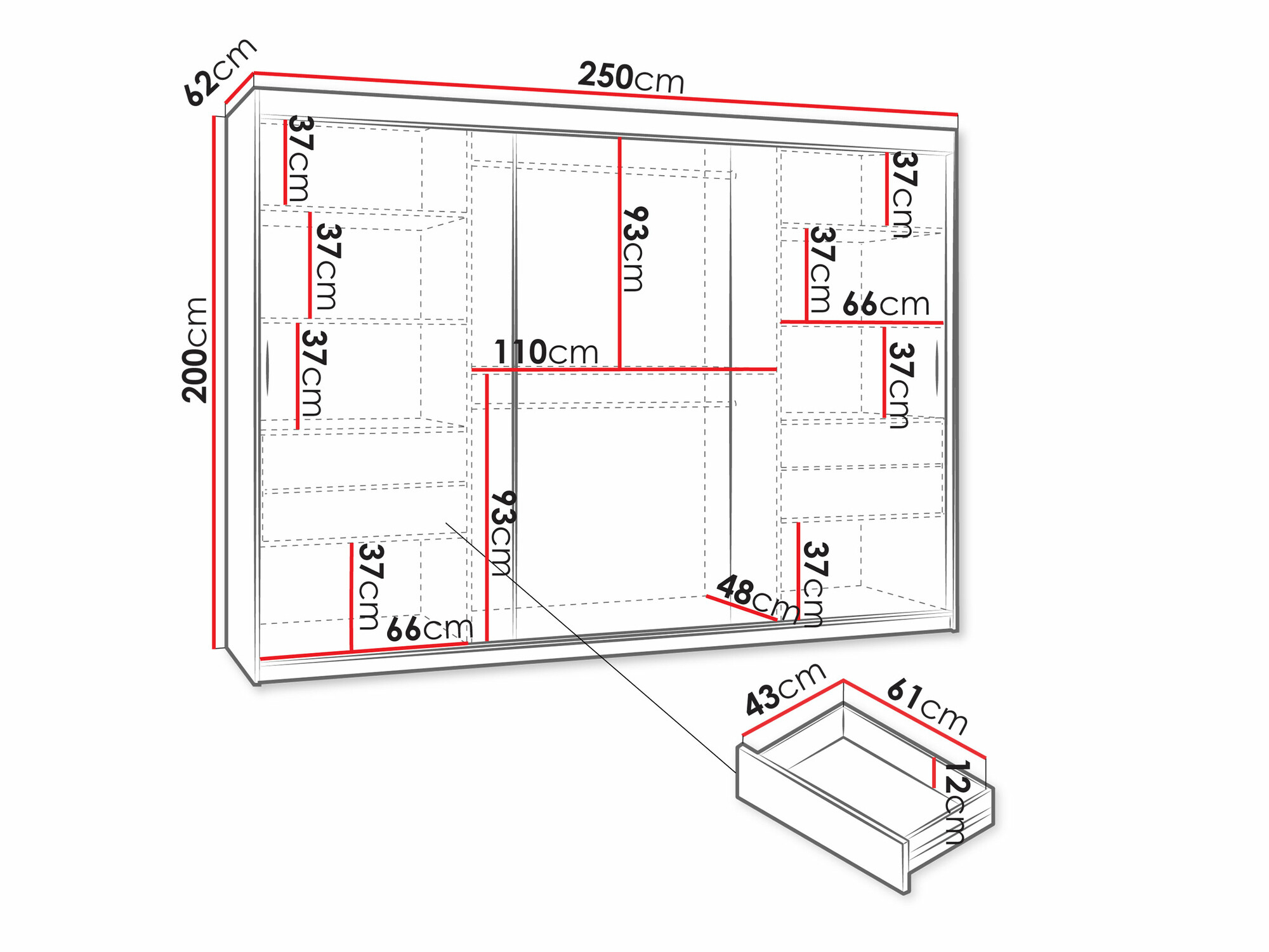 Kledingkast Hartford 497 (Wit)