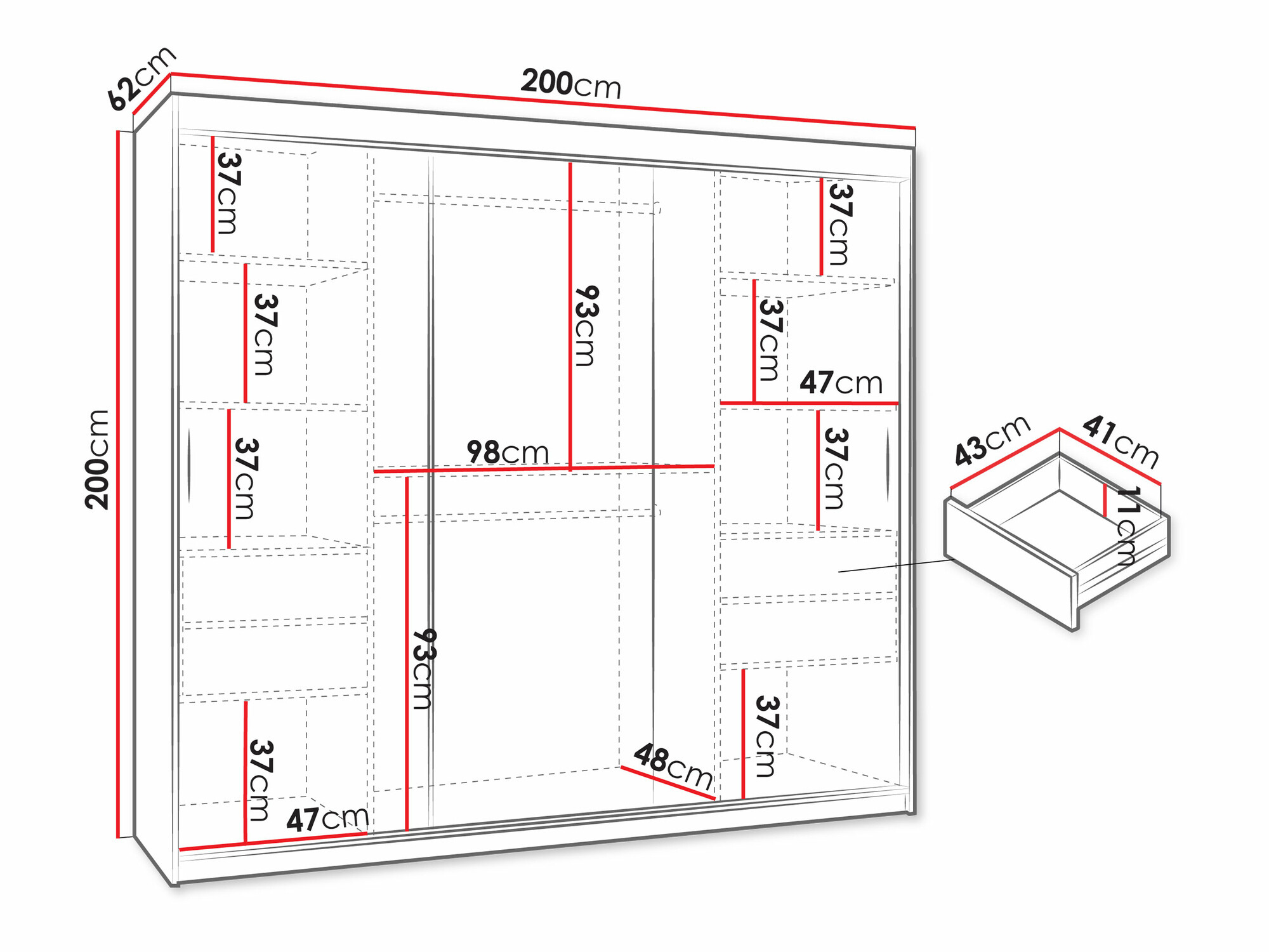 Kledingkast Hartford 499 (Kasjmier)