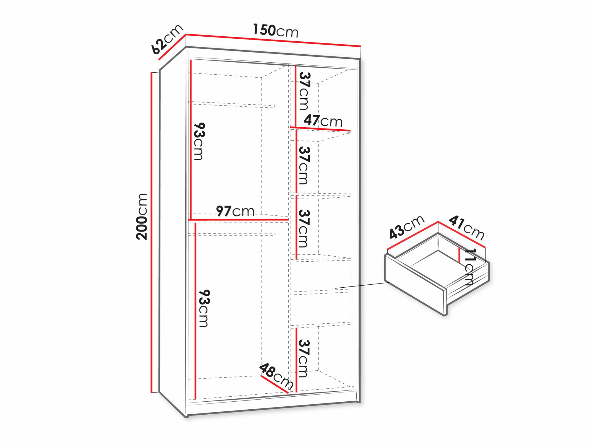 Kledingkast Hartford 502 (Kasjmier)