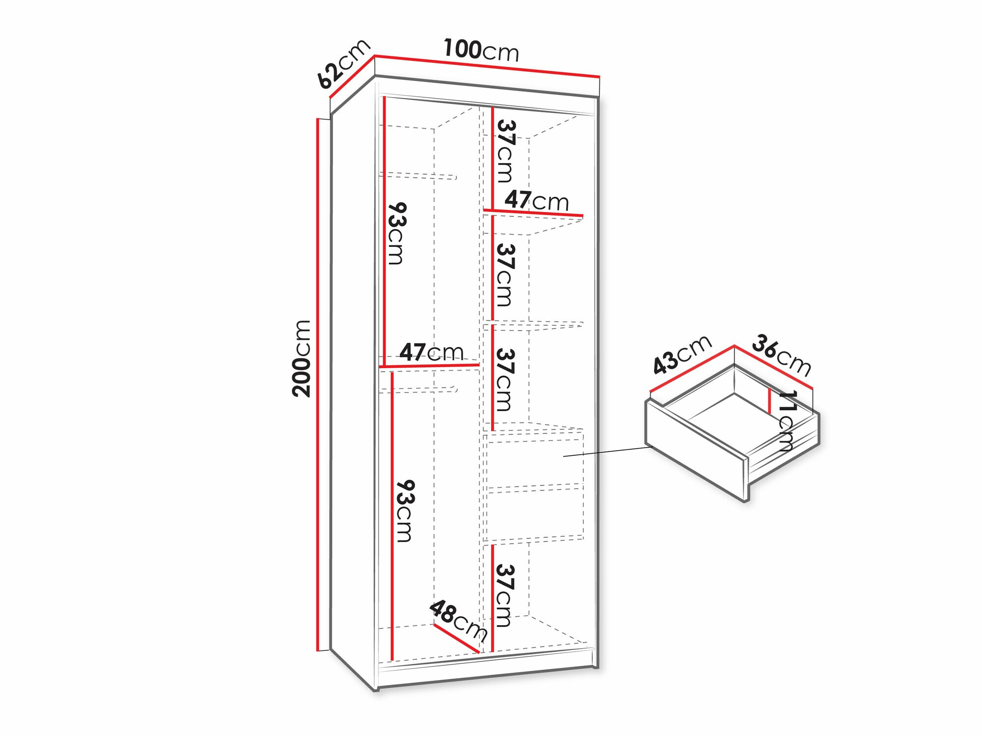 Kledingkast Hartford 505 (Zwart)