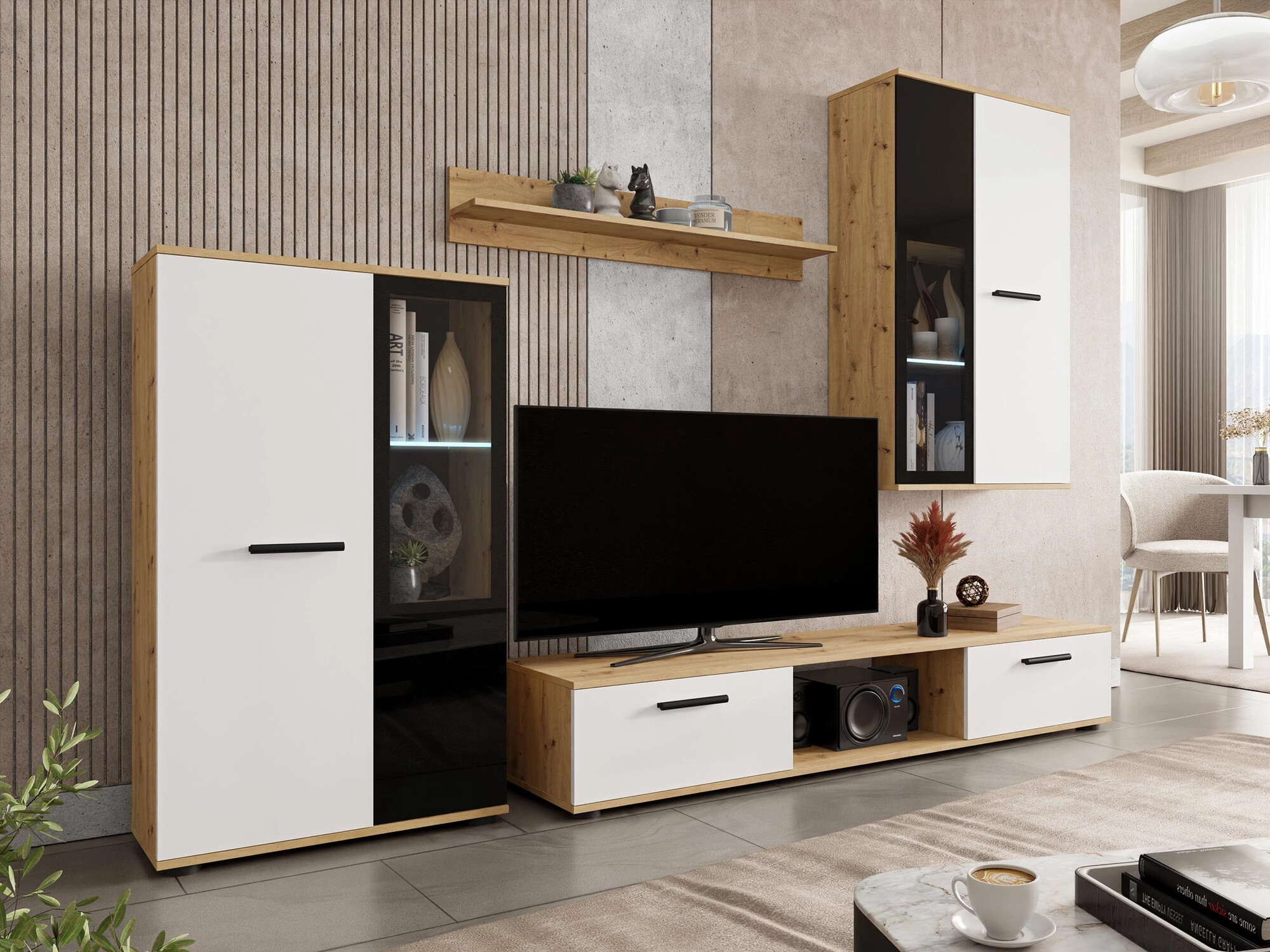 Woonkamerset Genio (Artisan eiken + Wit)