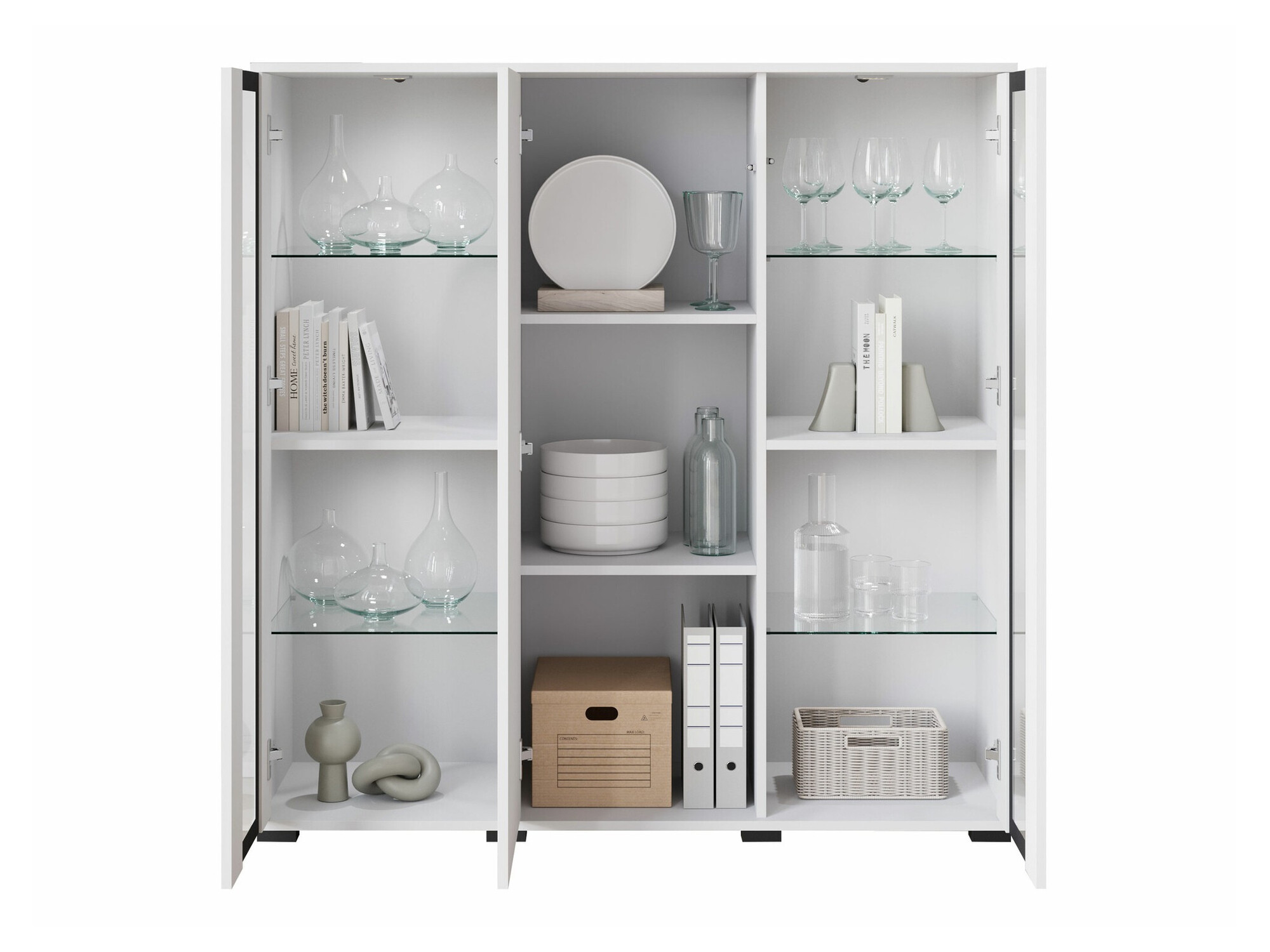 Dressoir Torcame 100 (Wit + Glanzend wit)