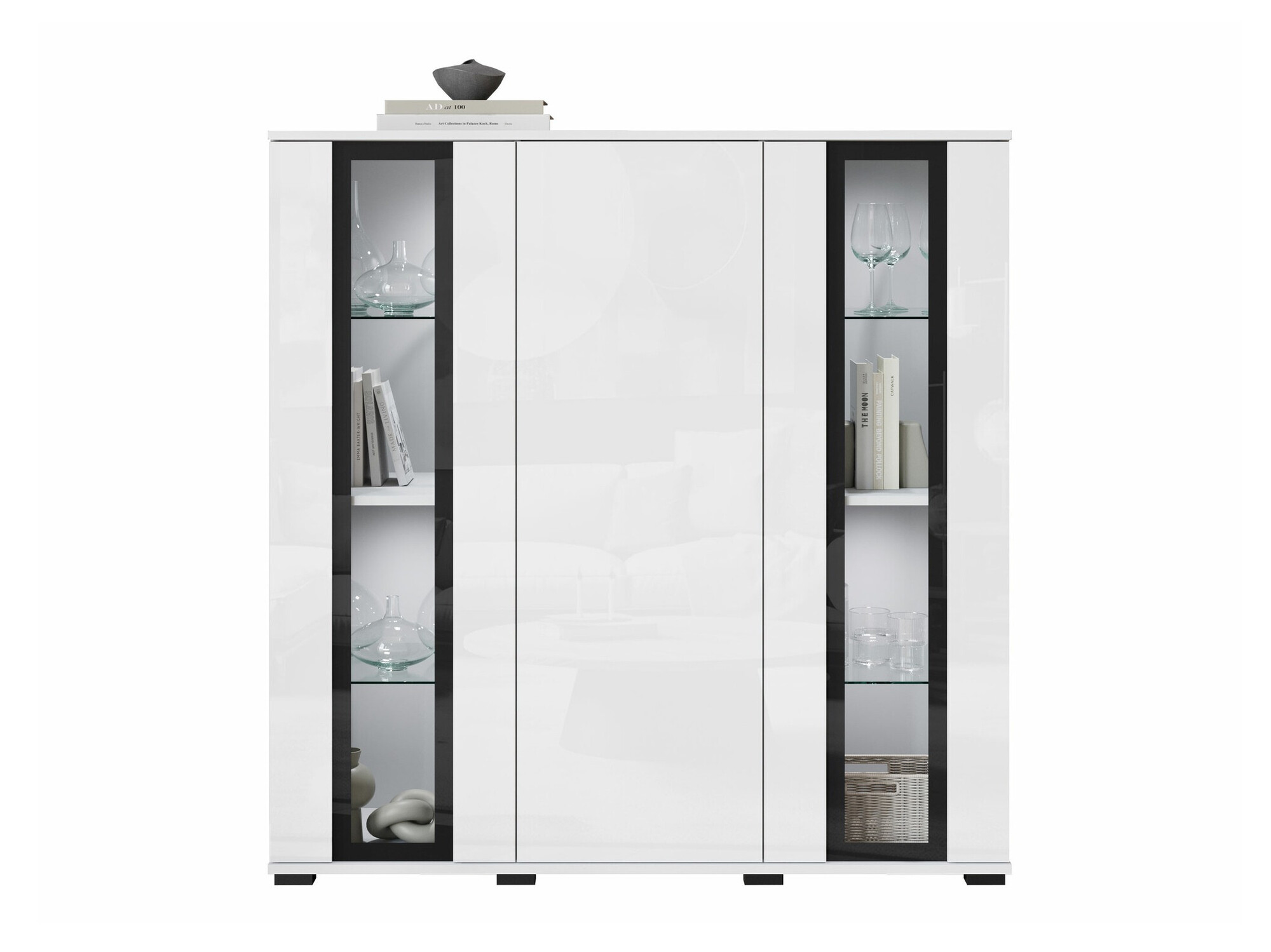 Dressoir Torcame 100 (Wit + Glanzend wit)