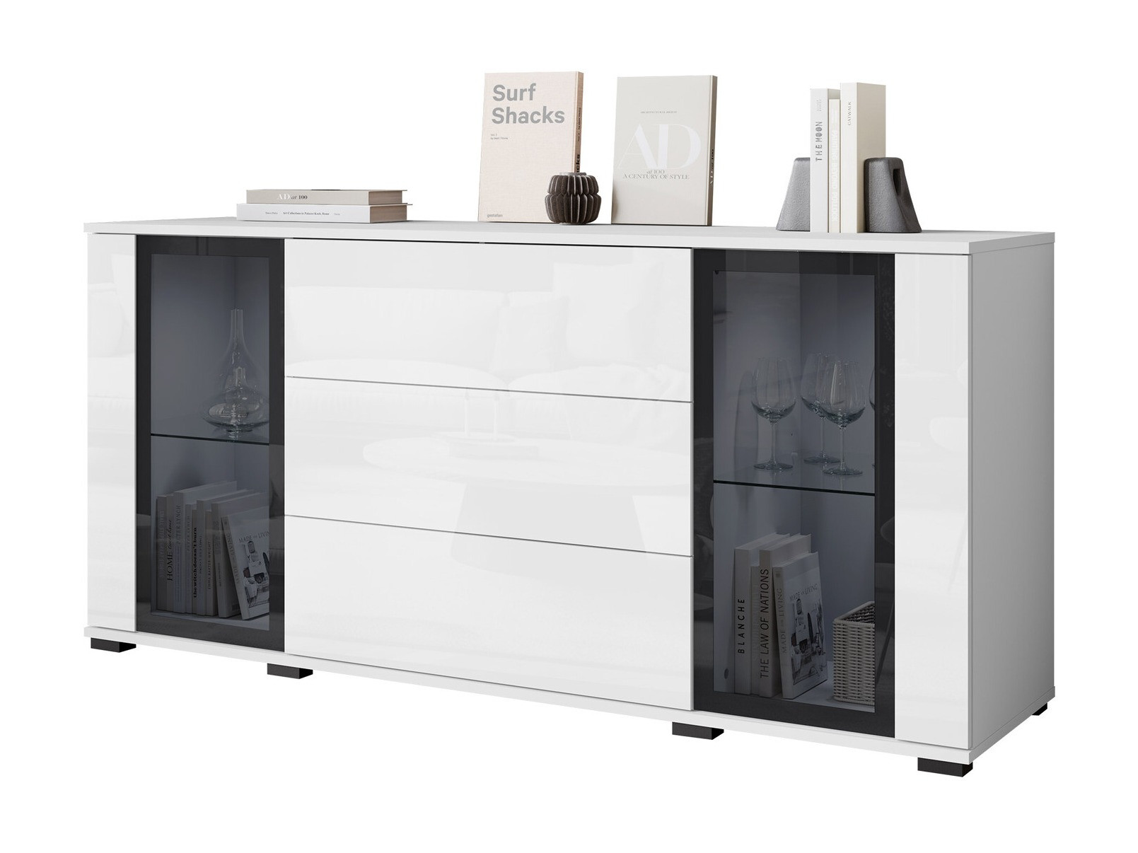 Ladekast Torcame 101 (Wit + Glanzend wit)