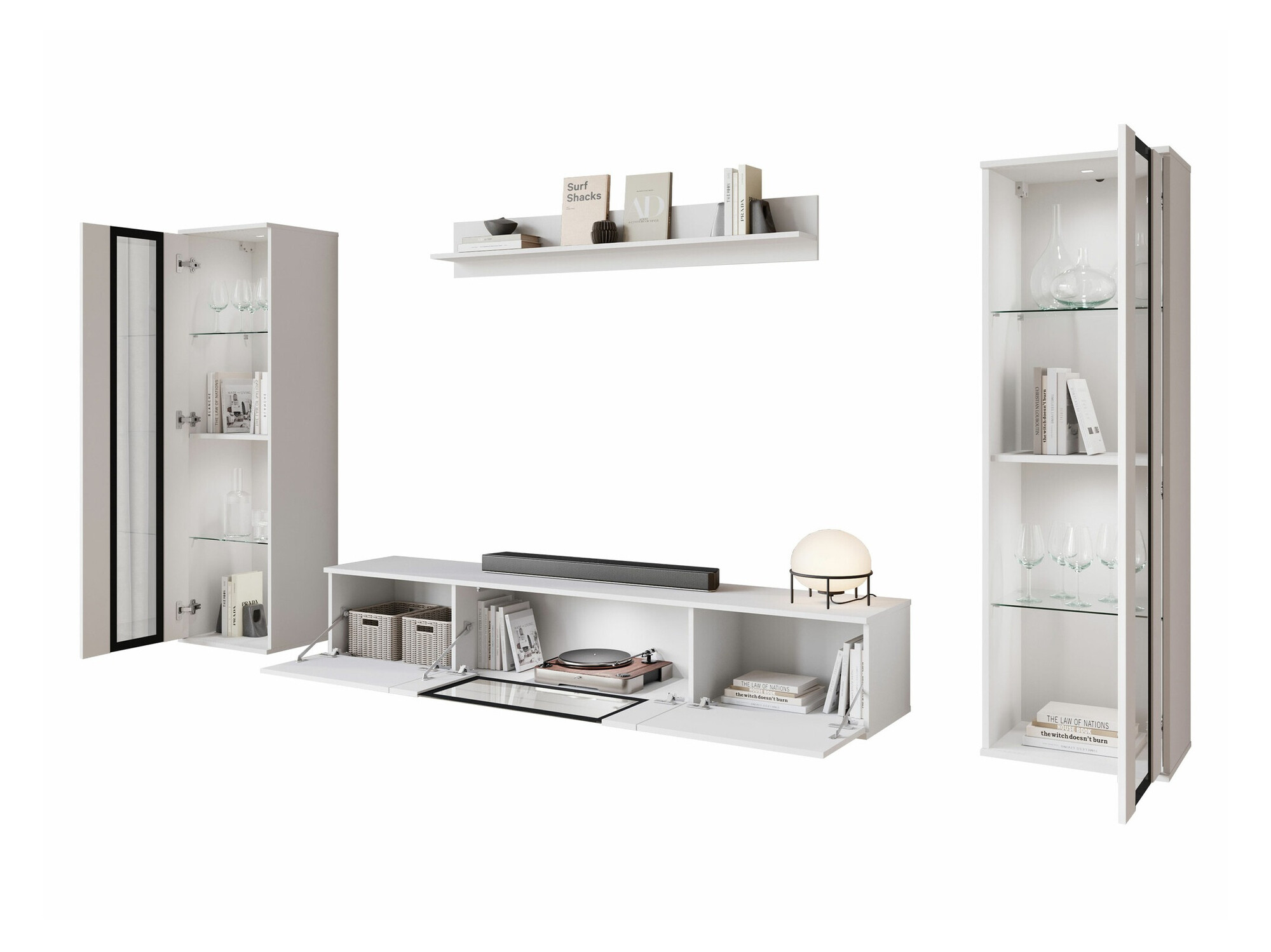 Woonkamerset Torcame 103 (Wit + Glanzend wit)