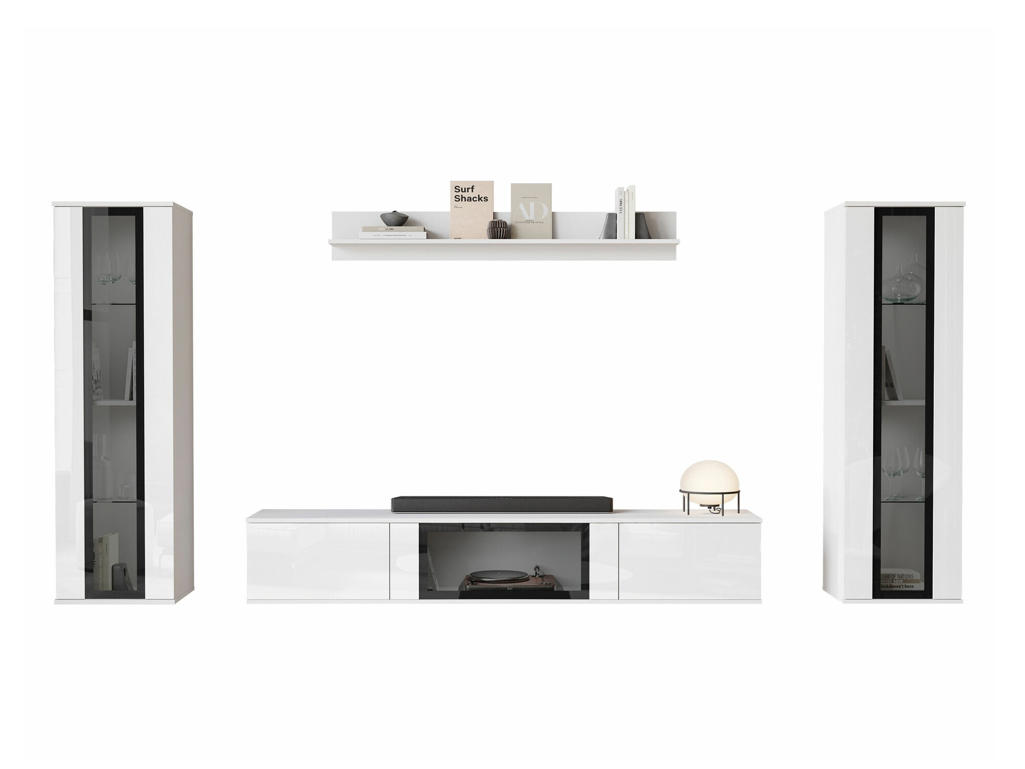 Woonkamerset Torcame 103 (Wit + Glanzend wit)
