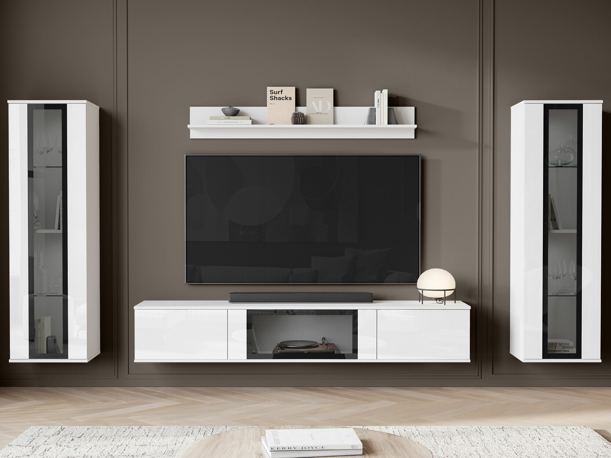 Woonkamerset Torcame 103 (Wit + Glanzend wit)