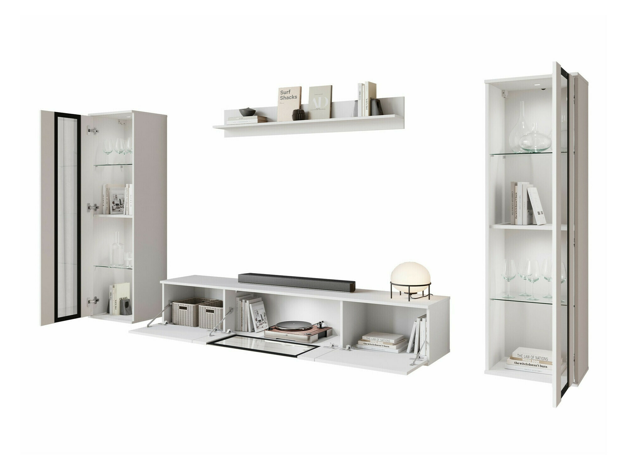 Woonkamerset Torcame 103 (Wit + Glanzend wit)