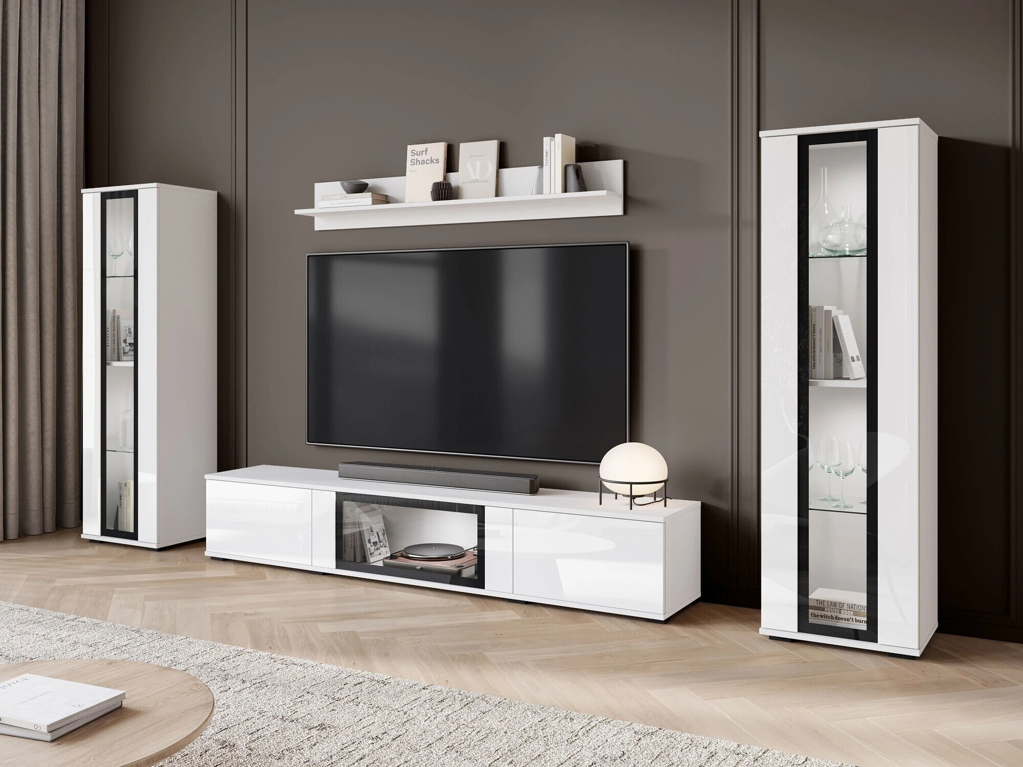 Woonkamerset Torcame 103 (Wit + Glanzend wit)