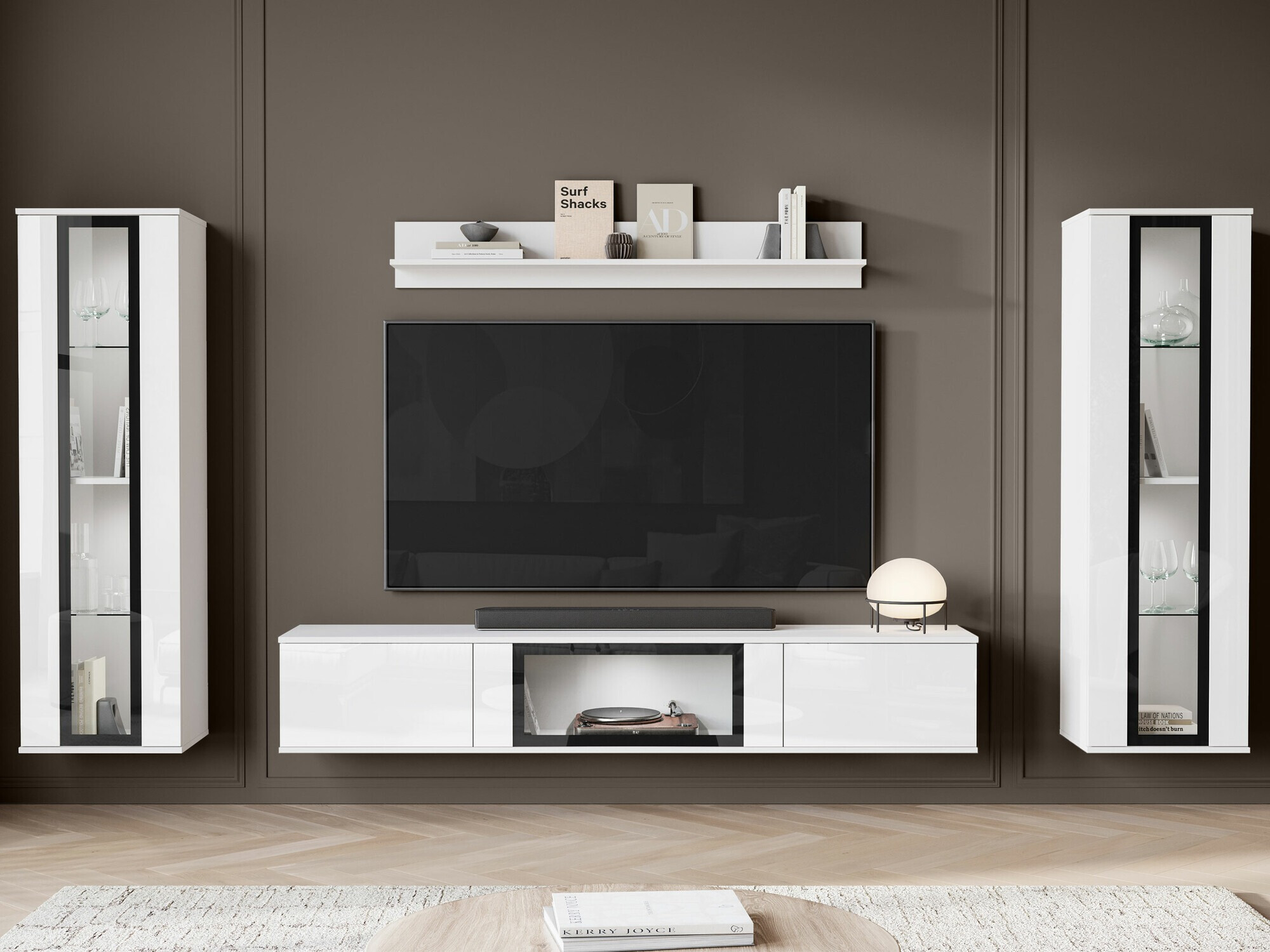 Woonkamerset Torcame 103 (Wit + Glanzend wit)