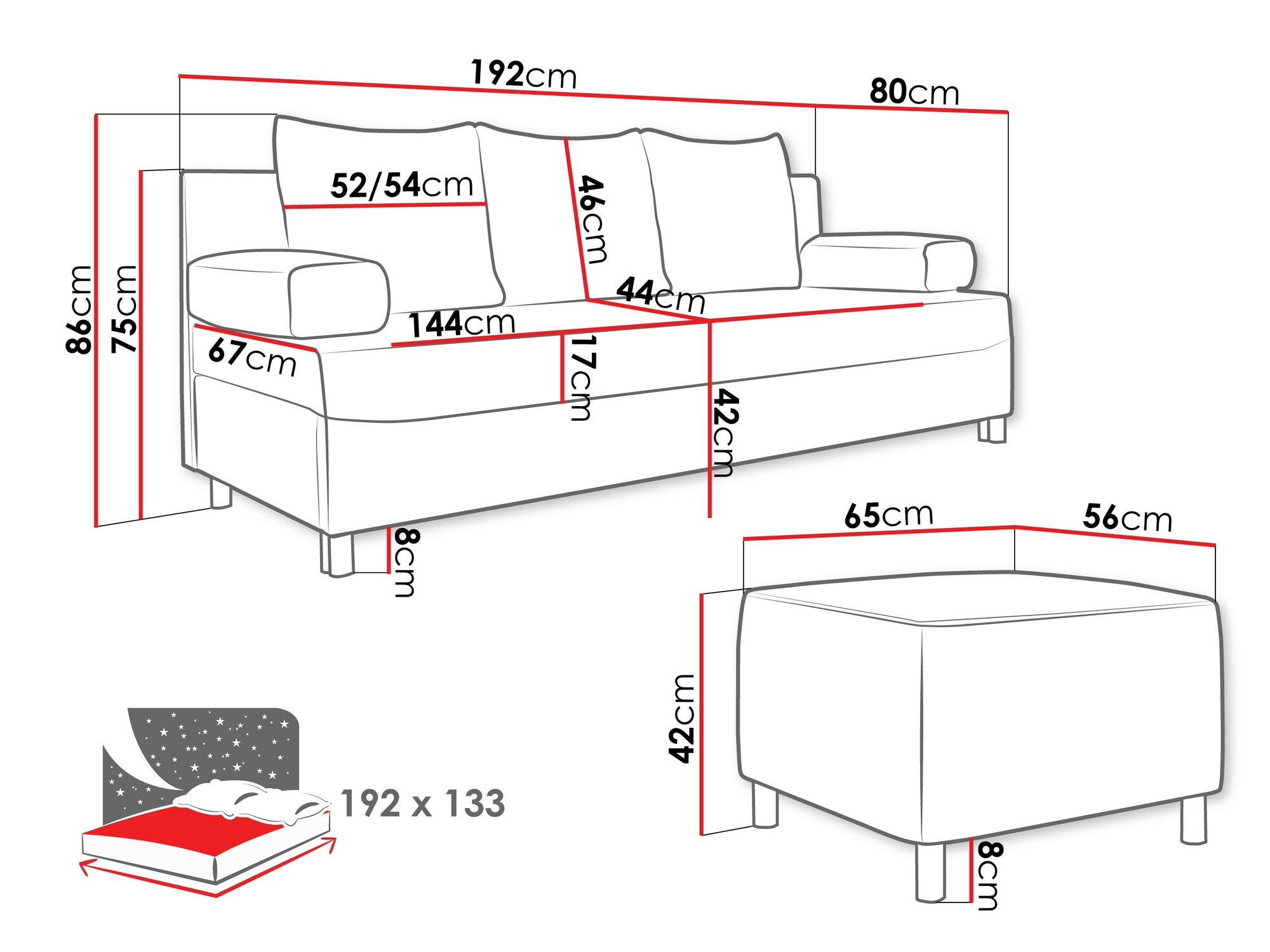 Gestoffeerde meubelset Comfivo Artes (Alova 36 + Alova 07)