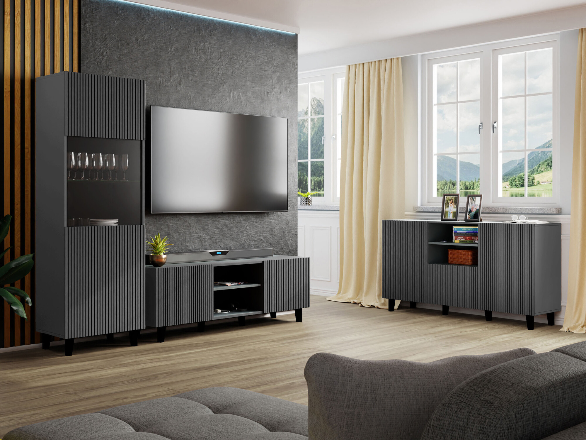 TV-meubel Comes (Antraciet)