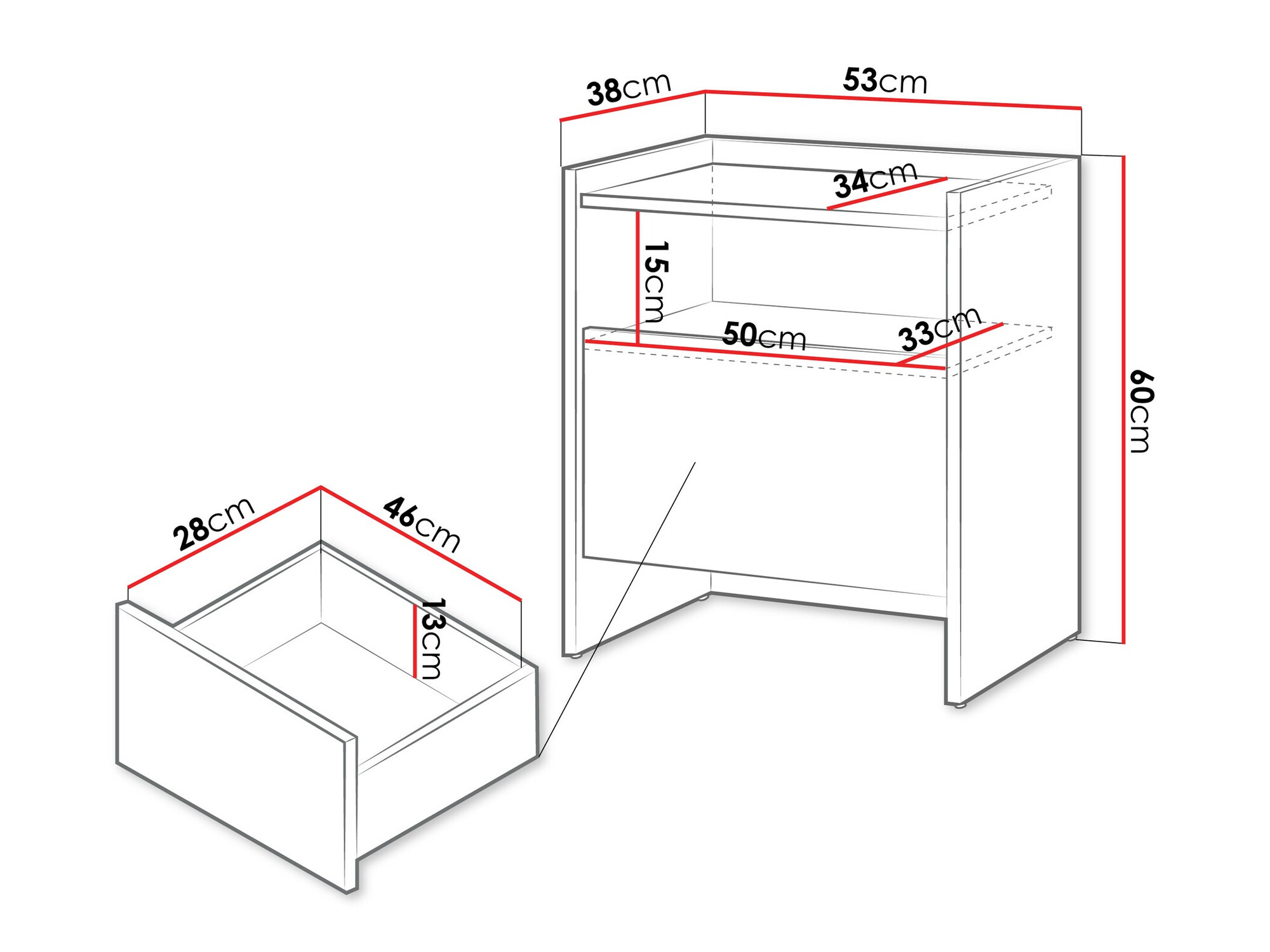 Nachtkastje Parma 106 (Donkere eik)