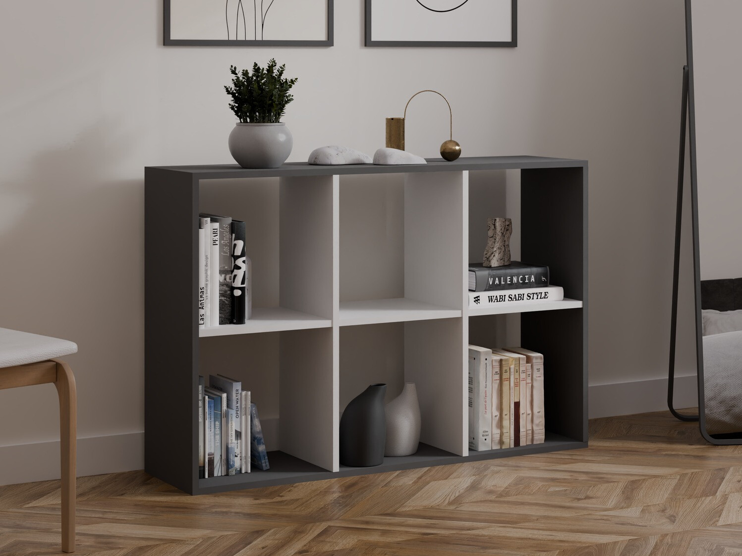 Boekenkast Mandeville 287 (Wit + Antraciet)