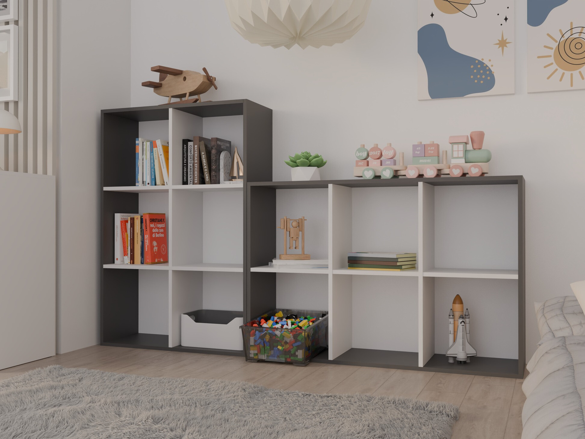 Boekenkast Mandeville 287 (Wit + Antraciet)