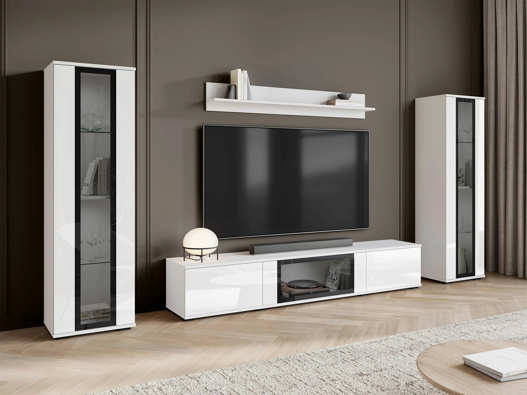 Woonkamerset Torcame 103 (Wit + Glanzend wit)