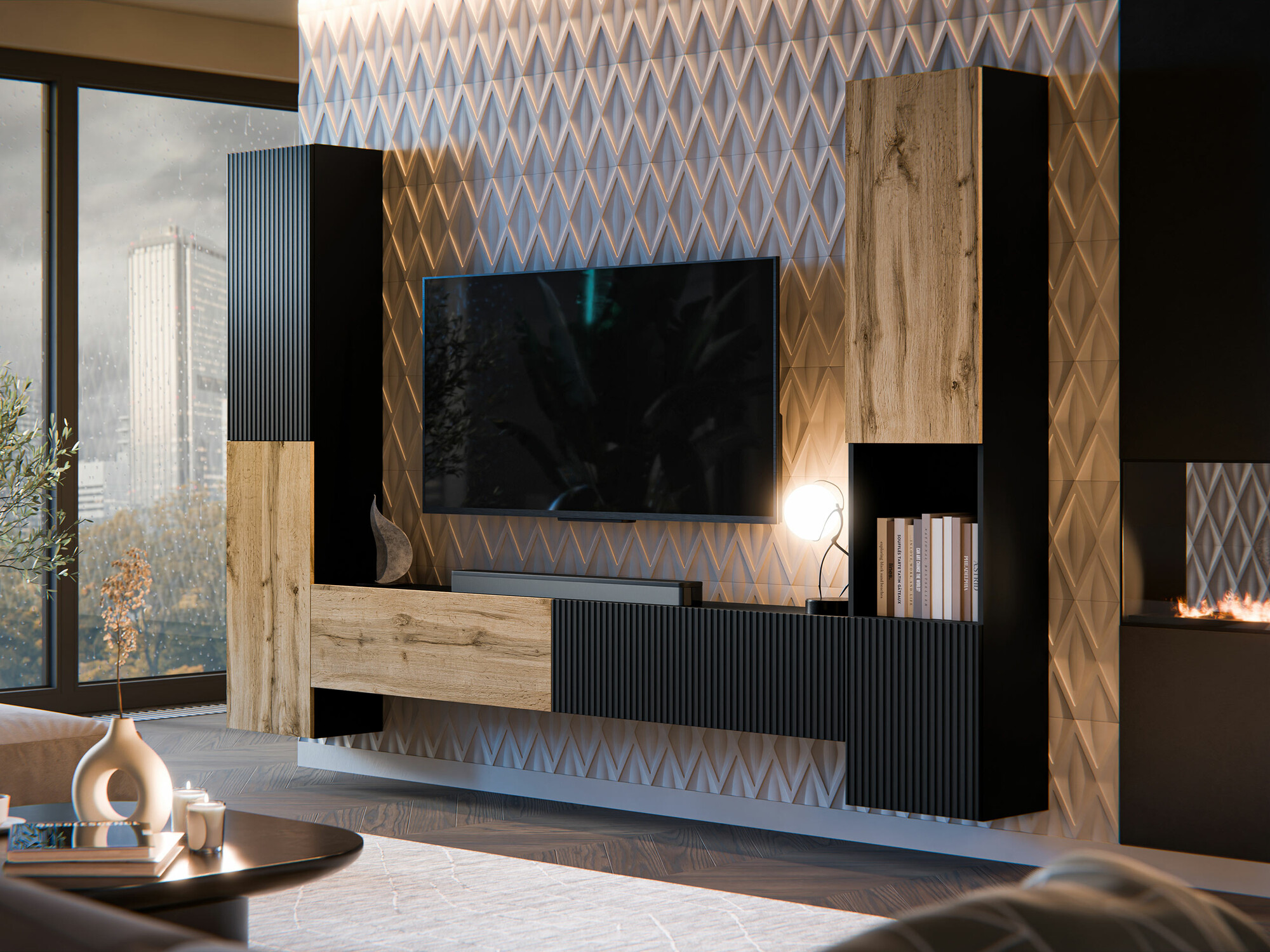 Woonkamerset Species I (Zwart + Wotan eik)