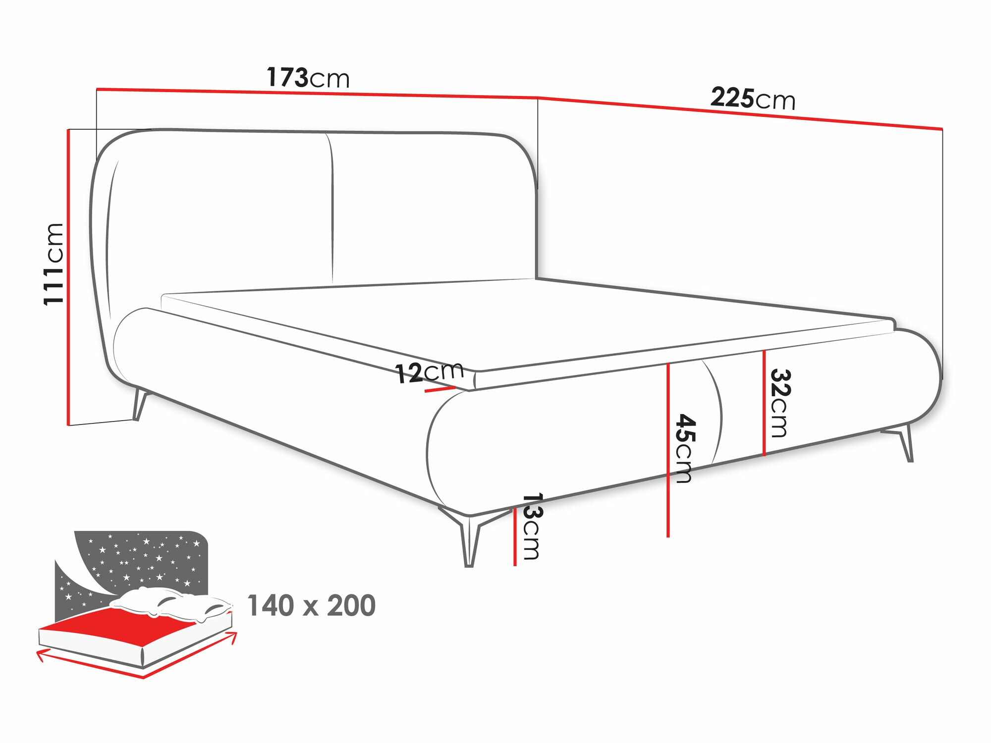 Bed TrendyNest Fenara (Coral 45)