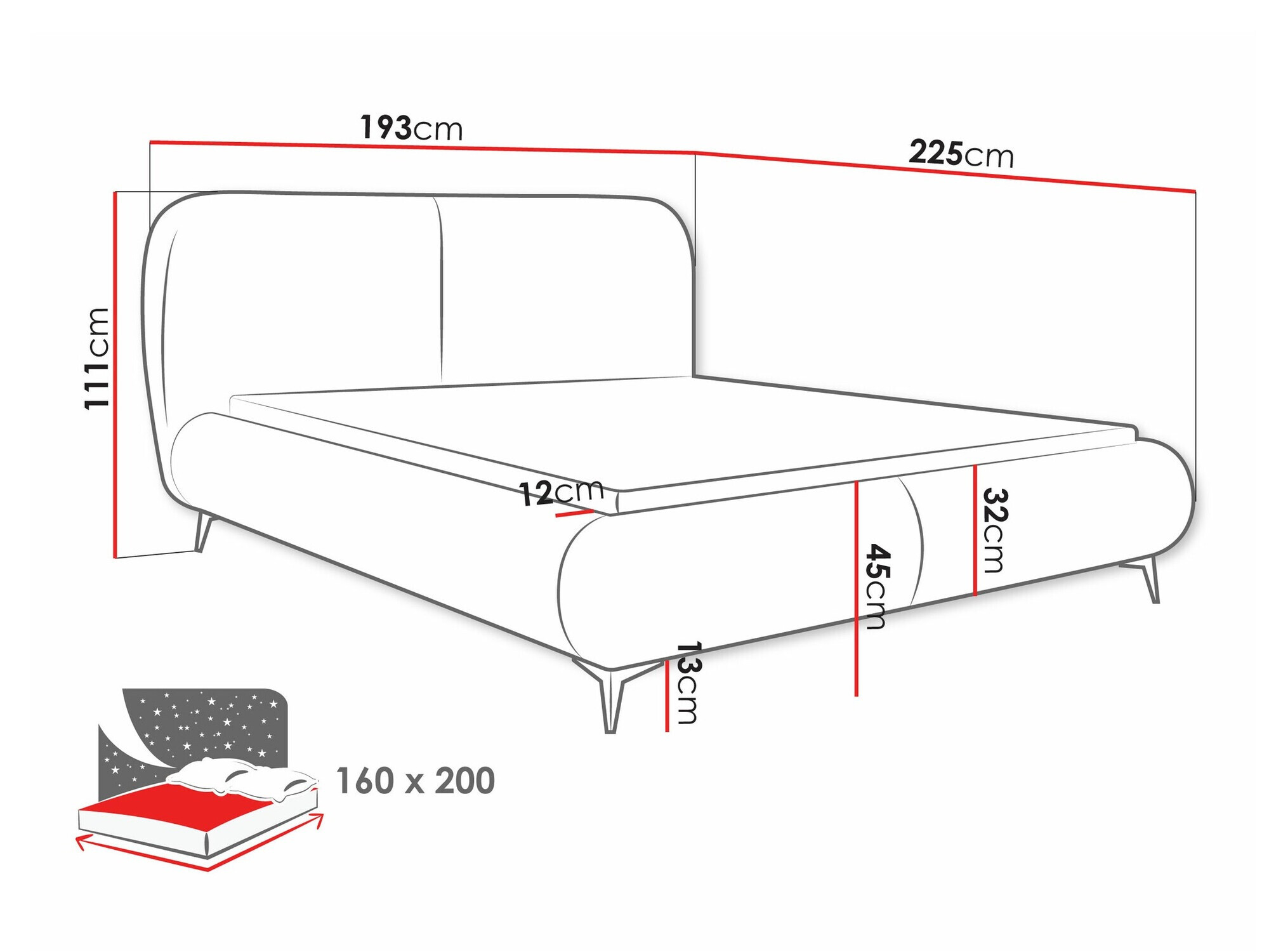 Bed TrendyNest Fenara (Coral 55)