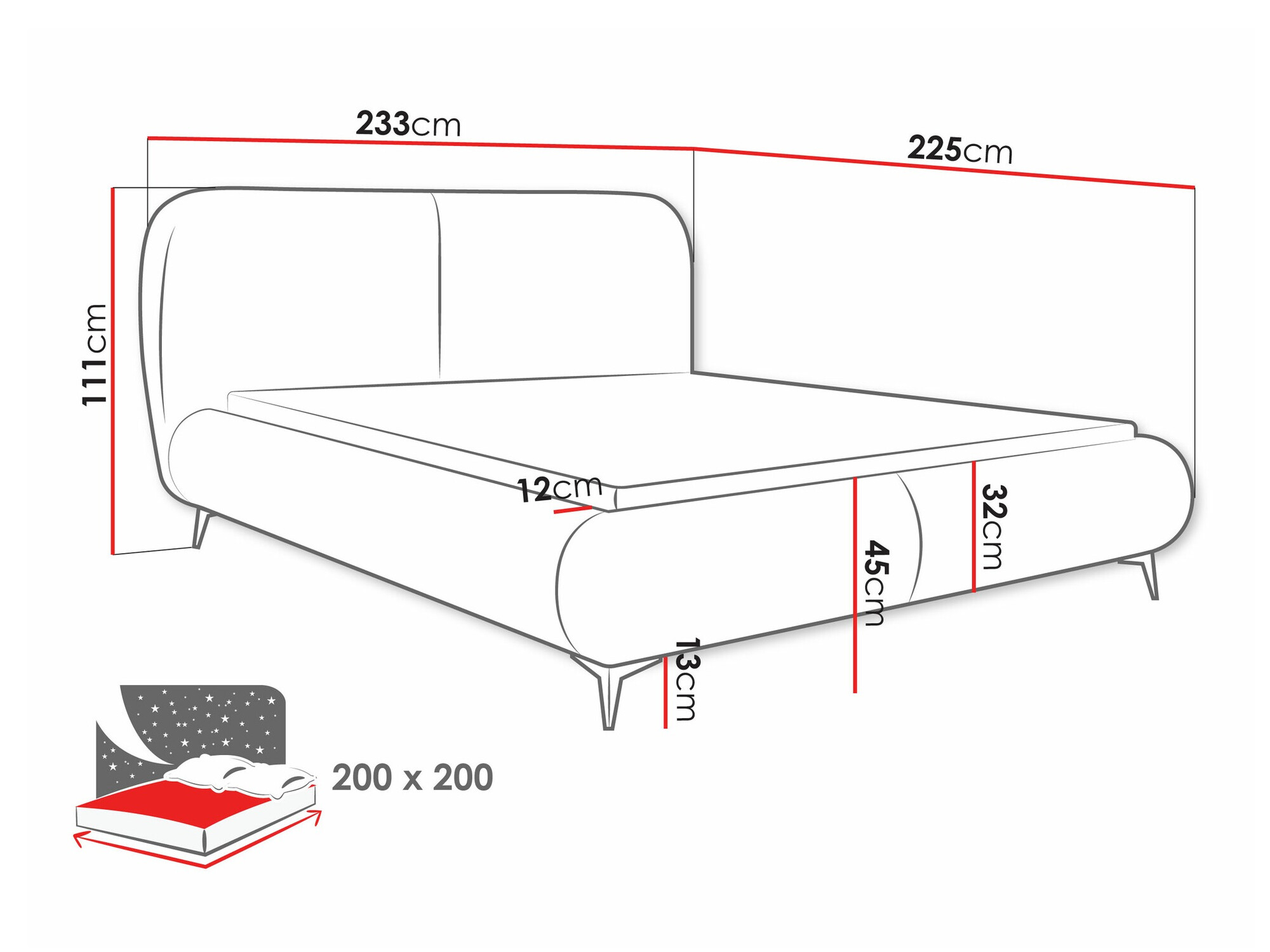 Bed TrendyNest Fenara (Coral 55)