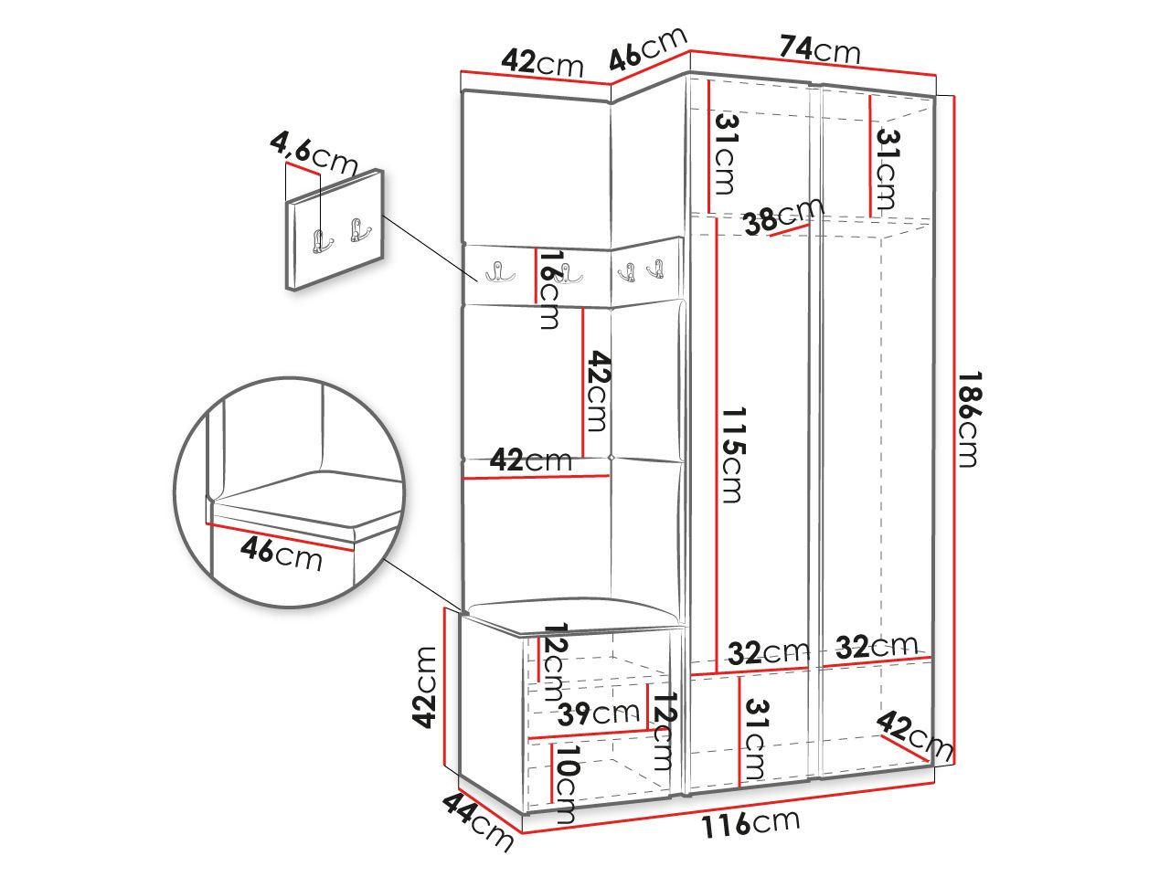 Gangmeubelset Hartford 350 (Grafiet)
