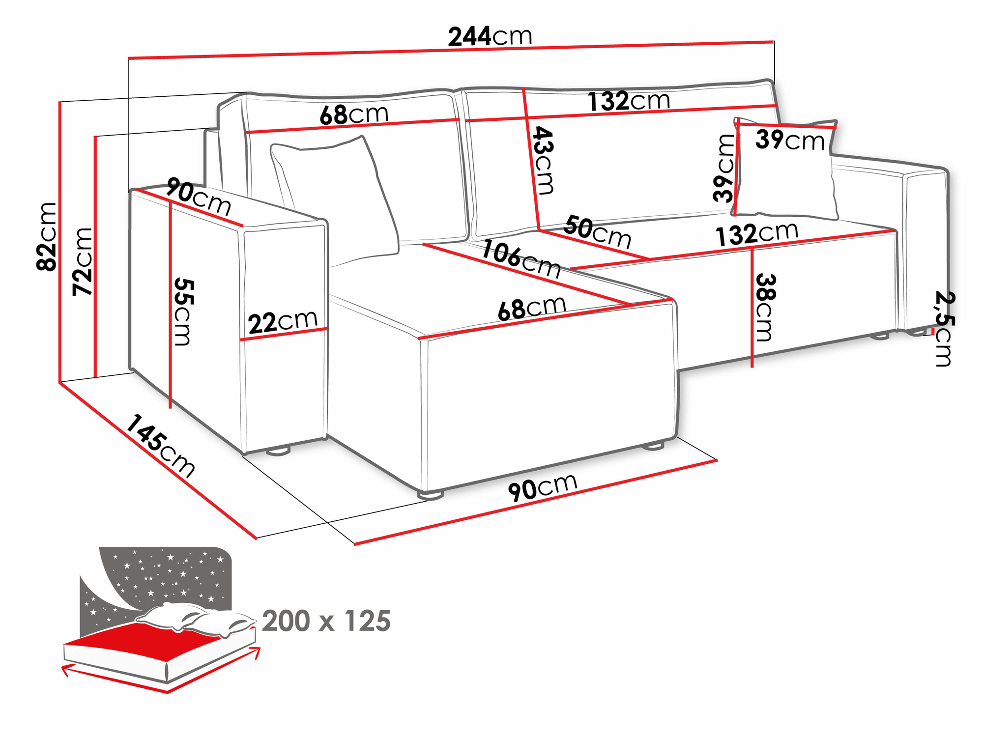 Hoekbank Shelton 100 (Lima 50)