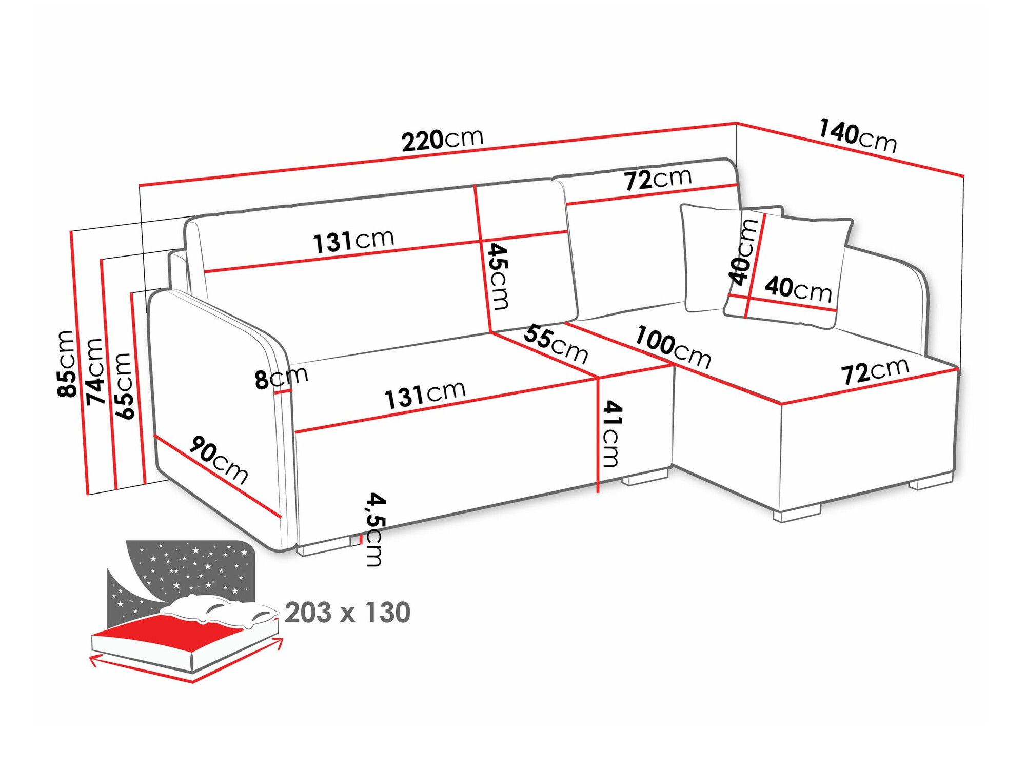 Hoekbank Columbus 245 (Velo 623)