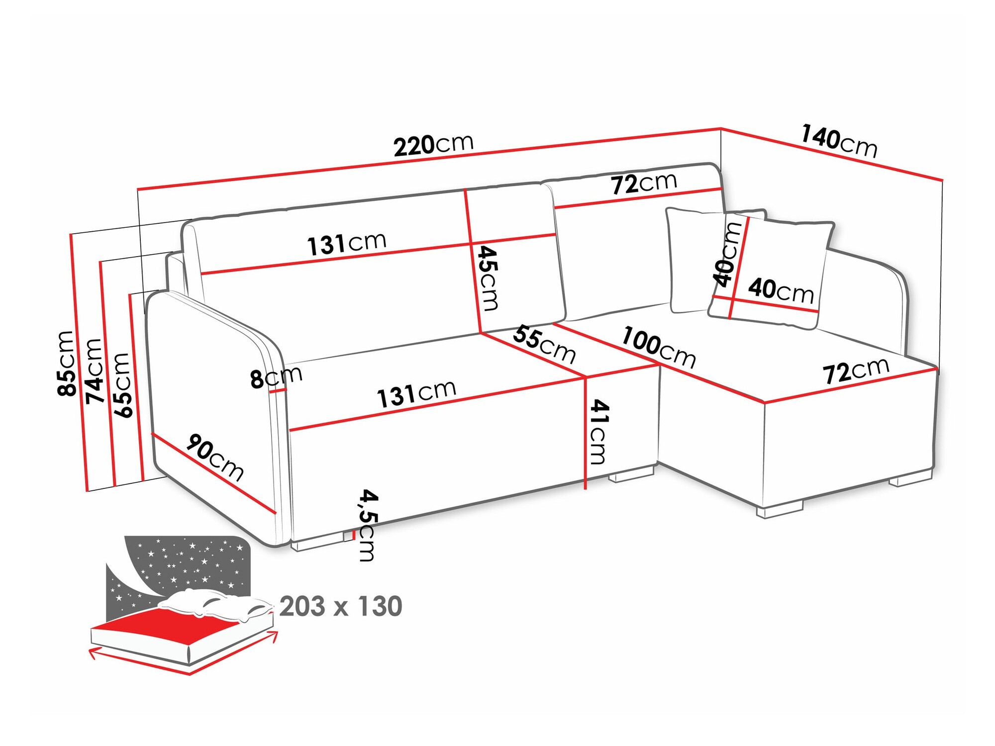 Hoekbank Columbus 245 (Velo 633)