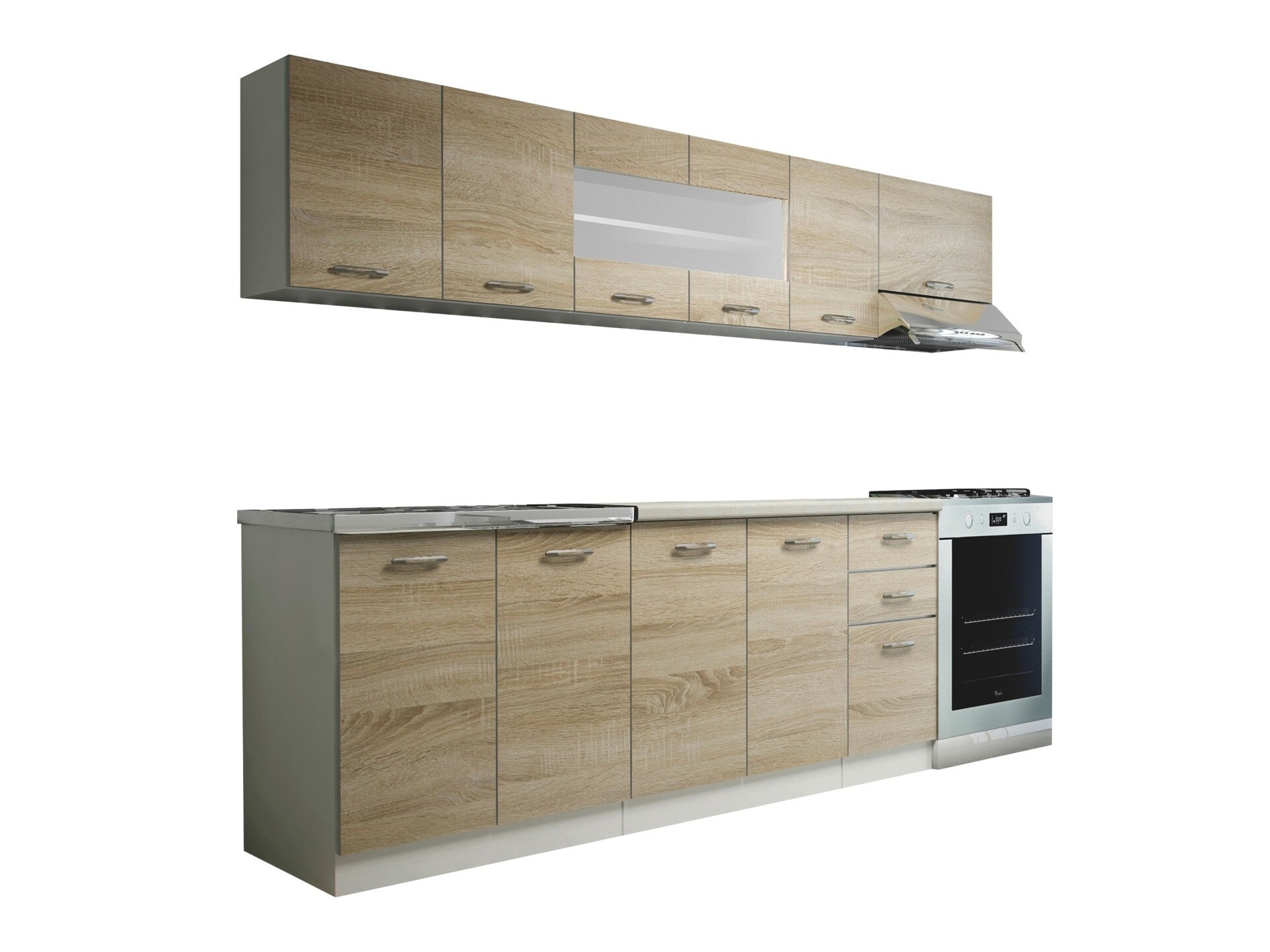 Keukenset Houston 1182 (Saneema eiken + Wit + Beige)