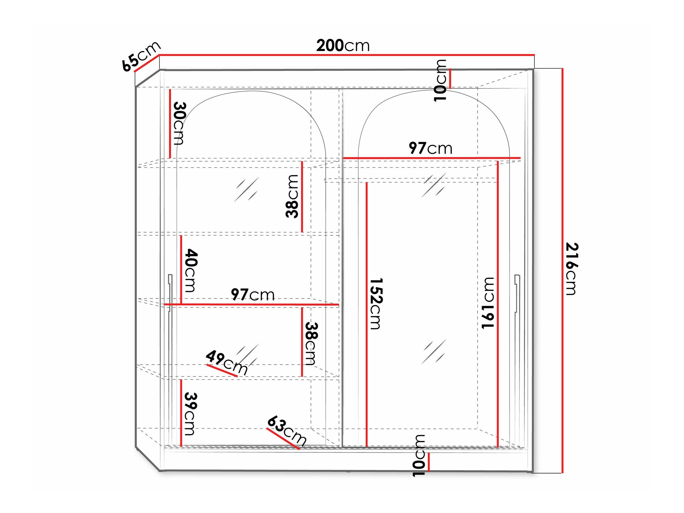 Kledingkast Toledo 133 (Zwart)