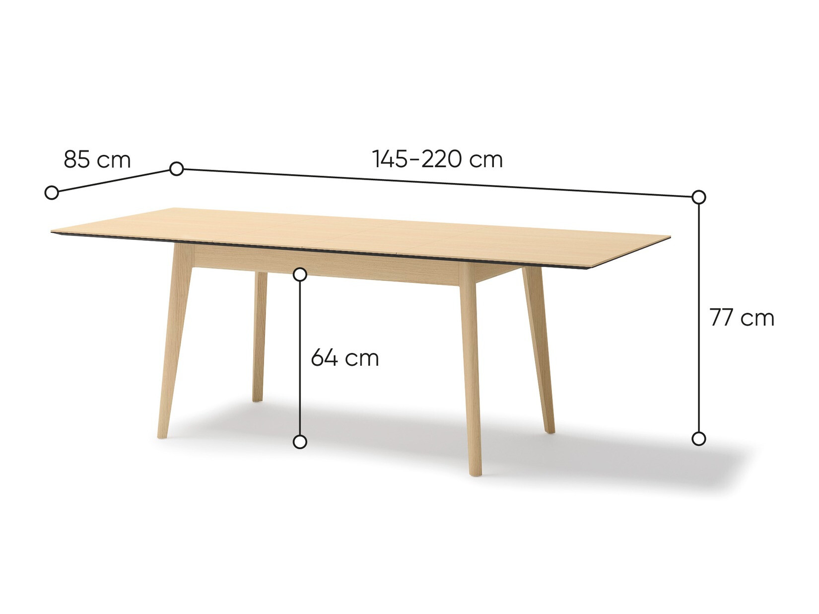 Tafel Fresno 174 (Licht eiken)