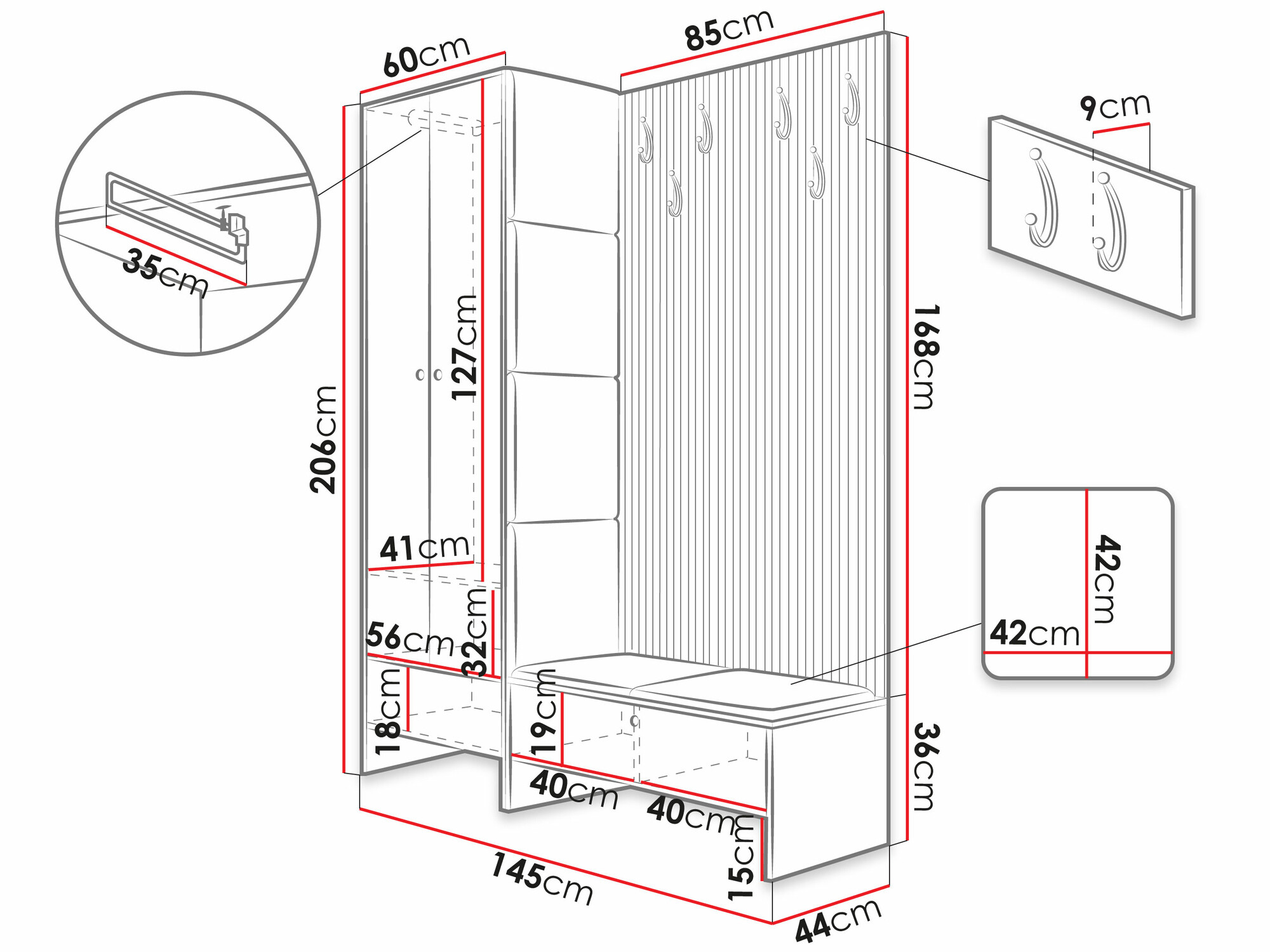 Gangmeubelset Hartford 320 (Artisan eiken + Abriamo 6)