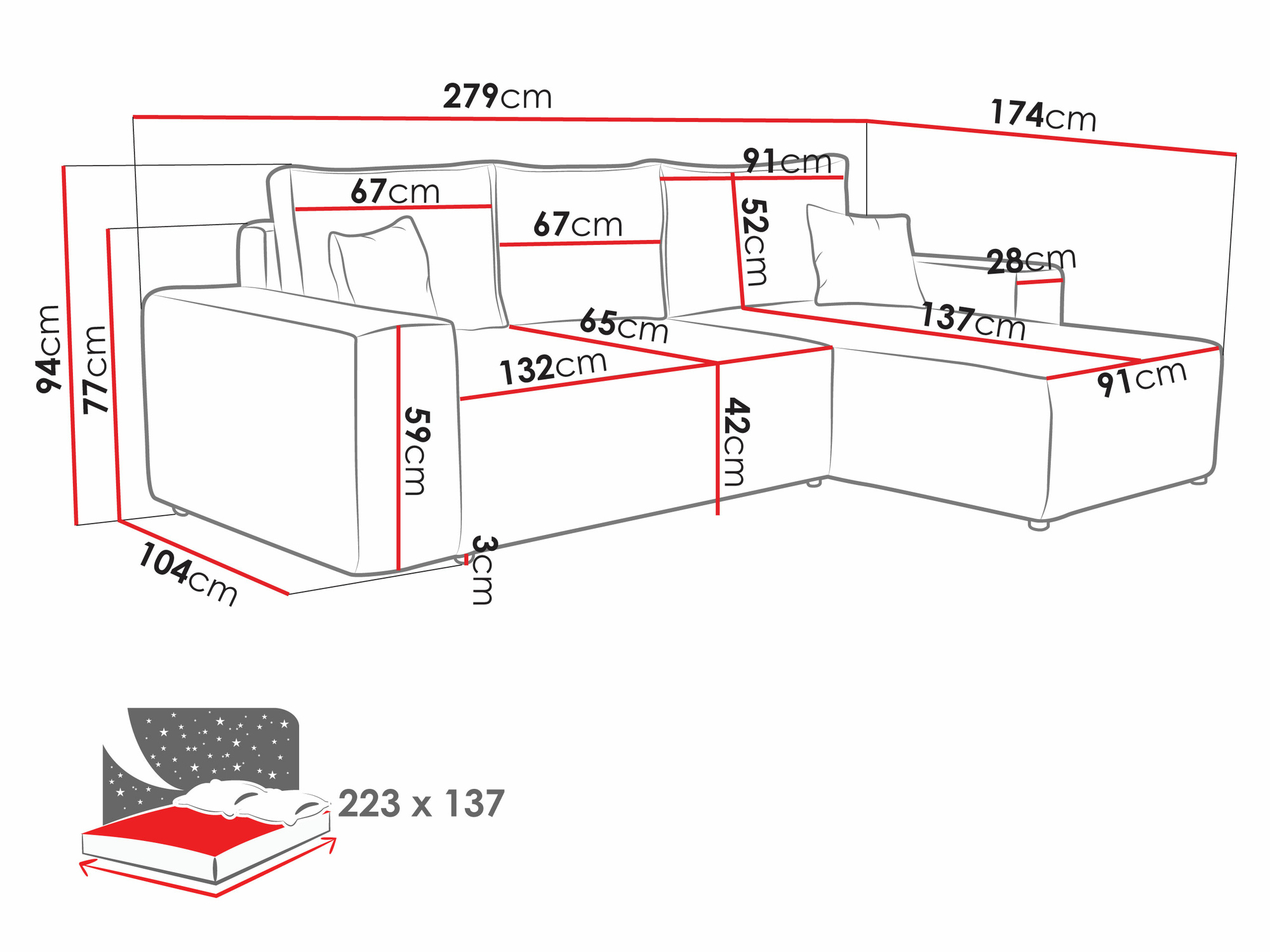 Hoekbank Clovis 108 (Poso 22)
