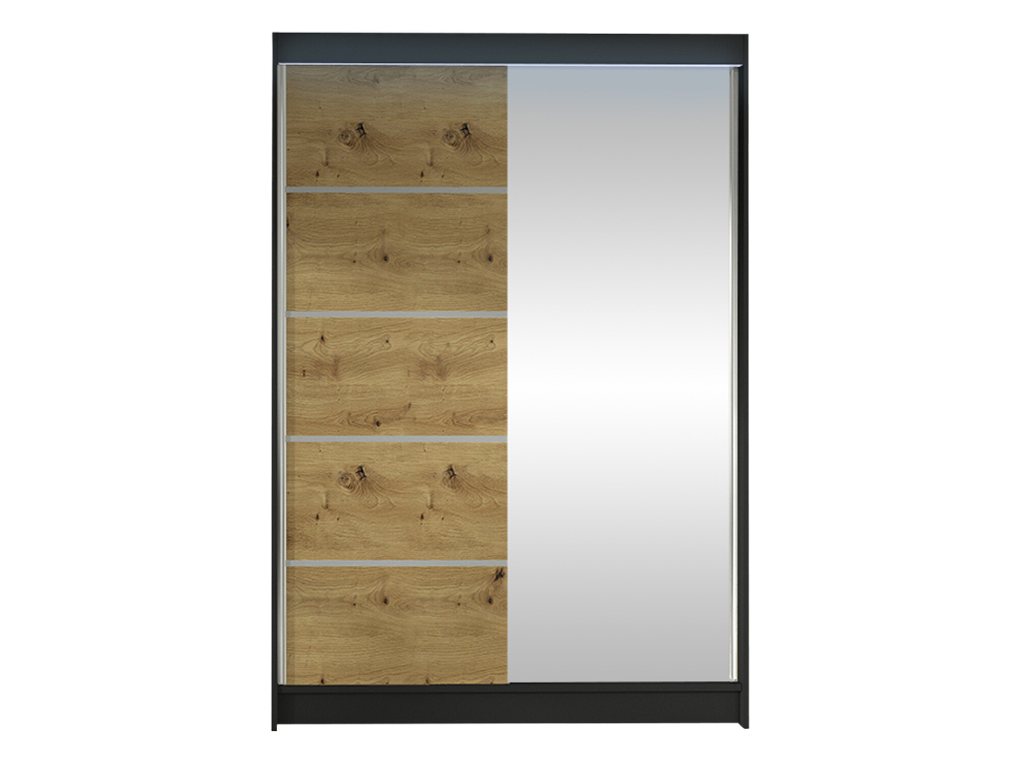 Kledingkast Closico 149 (Zwart + Artisan eiken)