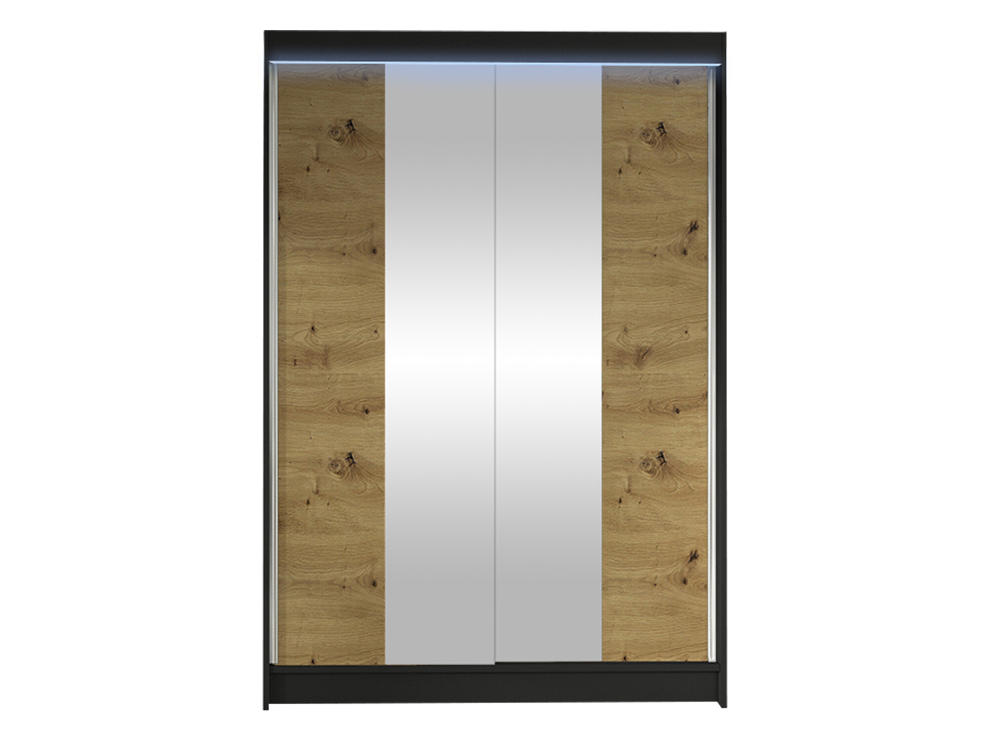 Kledingkast Closico Salvor II (Zwart + Artisan eiken)