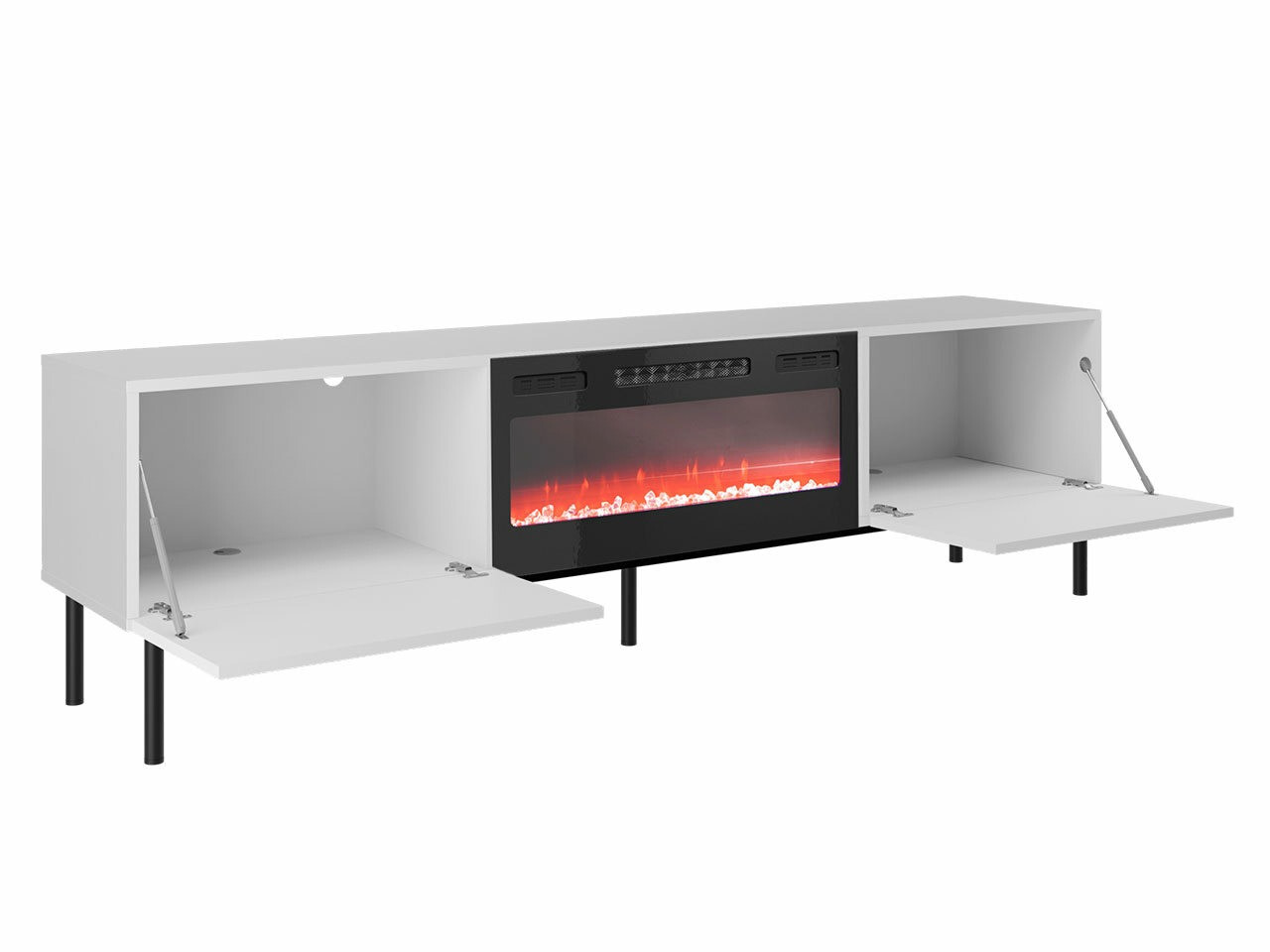 TV-meubel Charlotte 163 (Wit + Glanzend wit + Gouden)